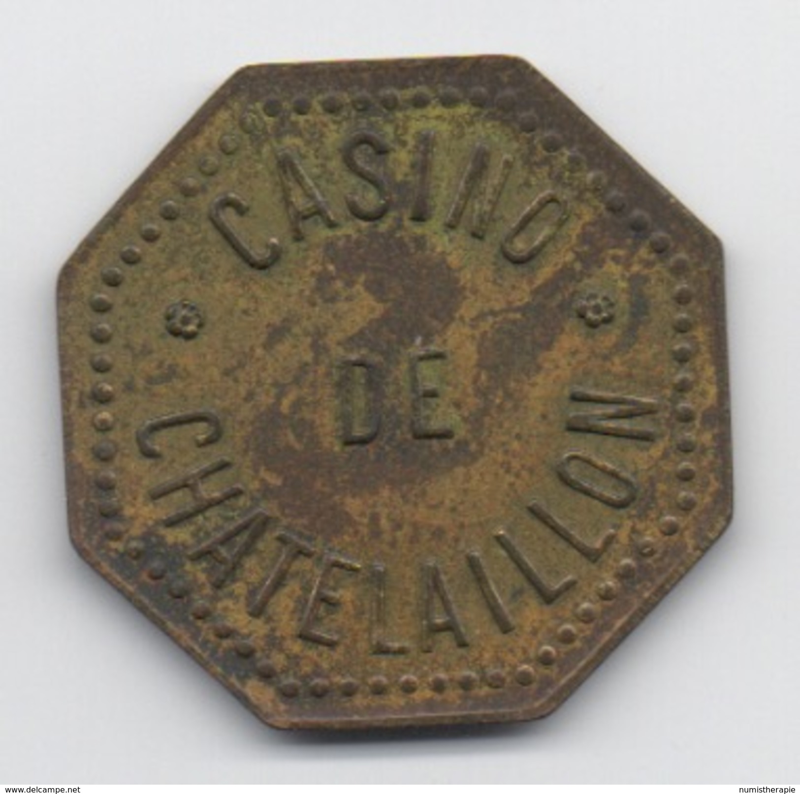 Ancien Jeton De Casino De Chatelaillon Octogonal En Laiton (30mm X 30mm) - Casino