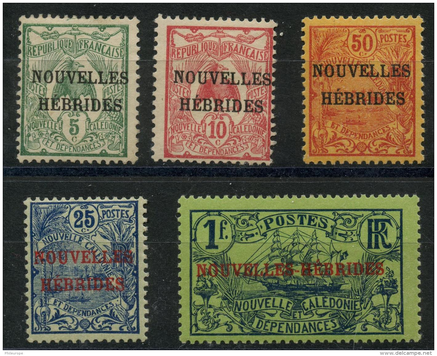 Nouvelle Hebrides (1908) N 1 AÌ€ 5 * (charniere) - Neufs