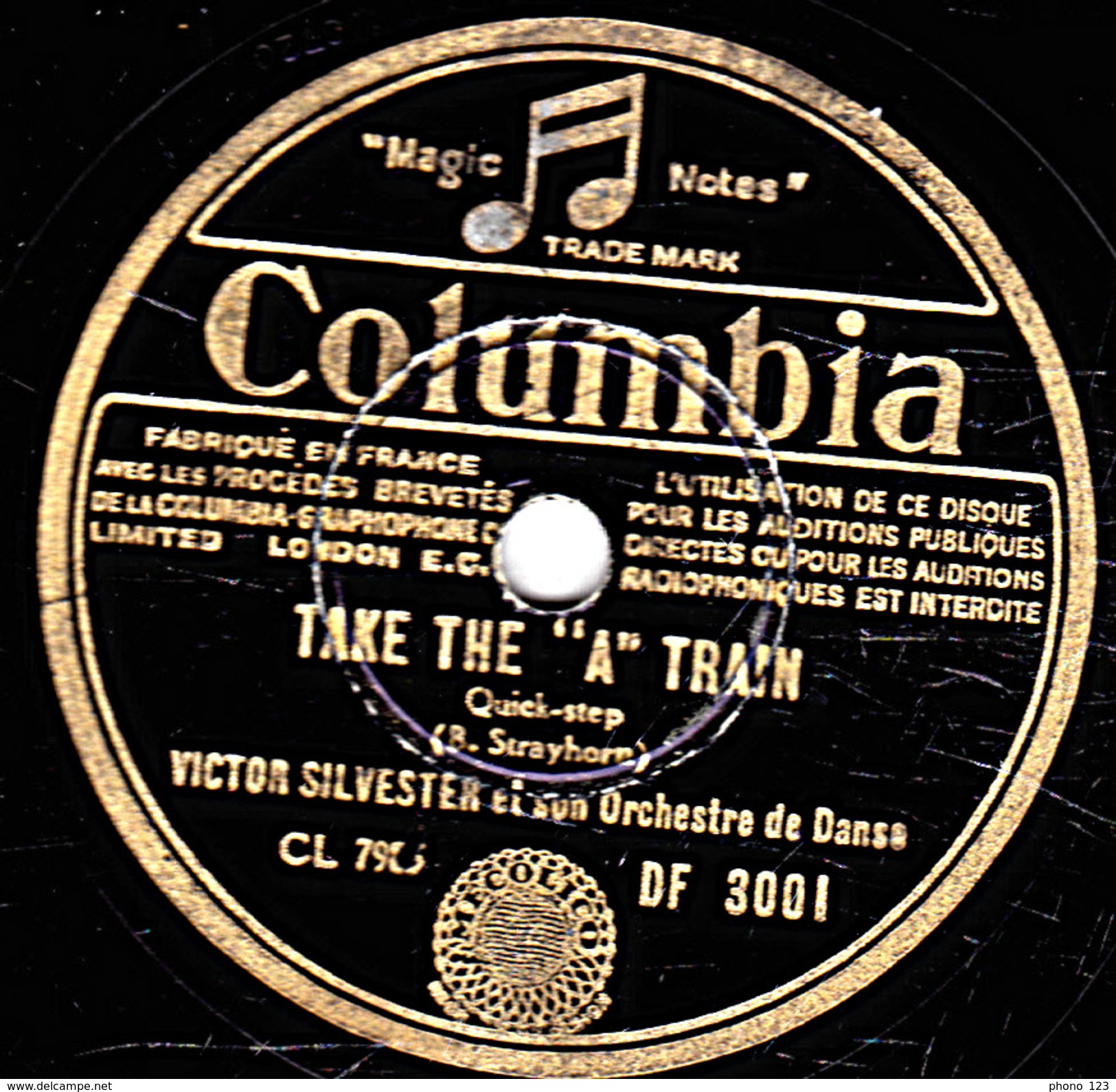 78 T.- 25 Cm - état B -  VICTOR SILVESTER - I'LL BE SEEING YOU - TAKE THE "A" TRAIN - 78 T - Disques Pour Gramophone