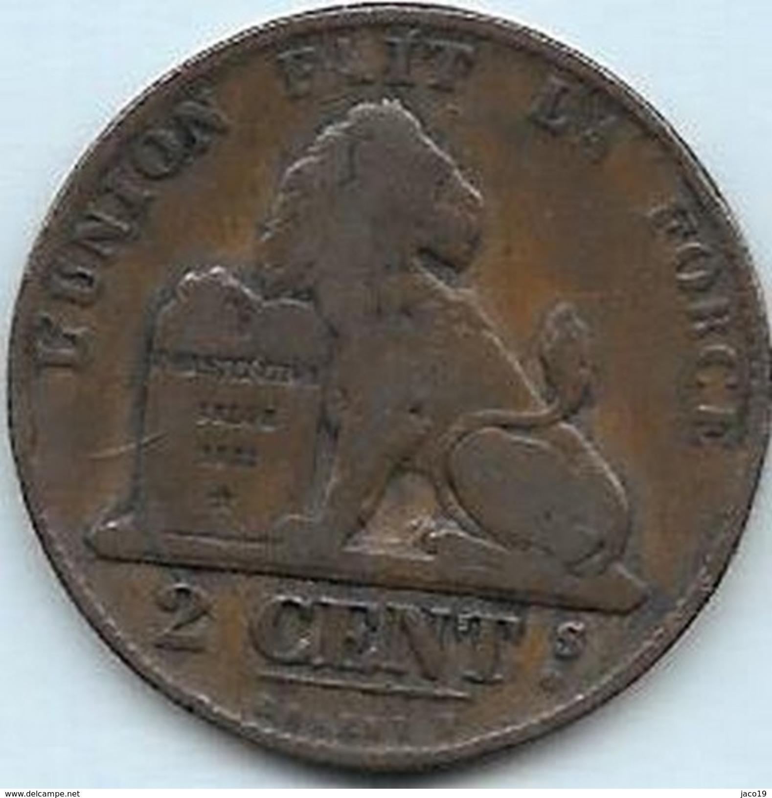 2 Centimes Cuivre Léopold I  1861 BRAEMT F Sans Point - 2 Cent