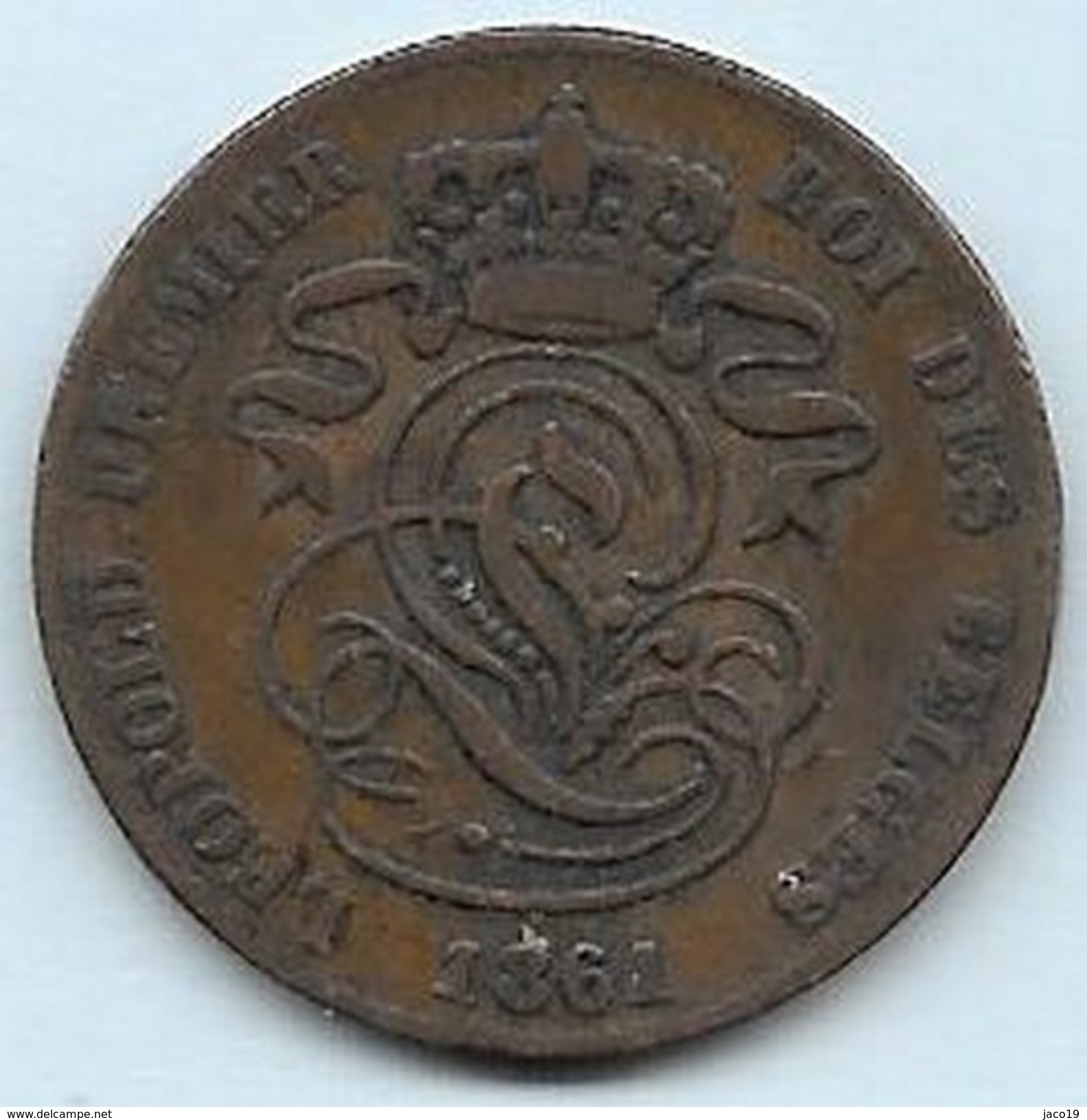 2 Centimes Cuivre Léopold I  1861 BRAEMT F Sans Point - 2 Cent