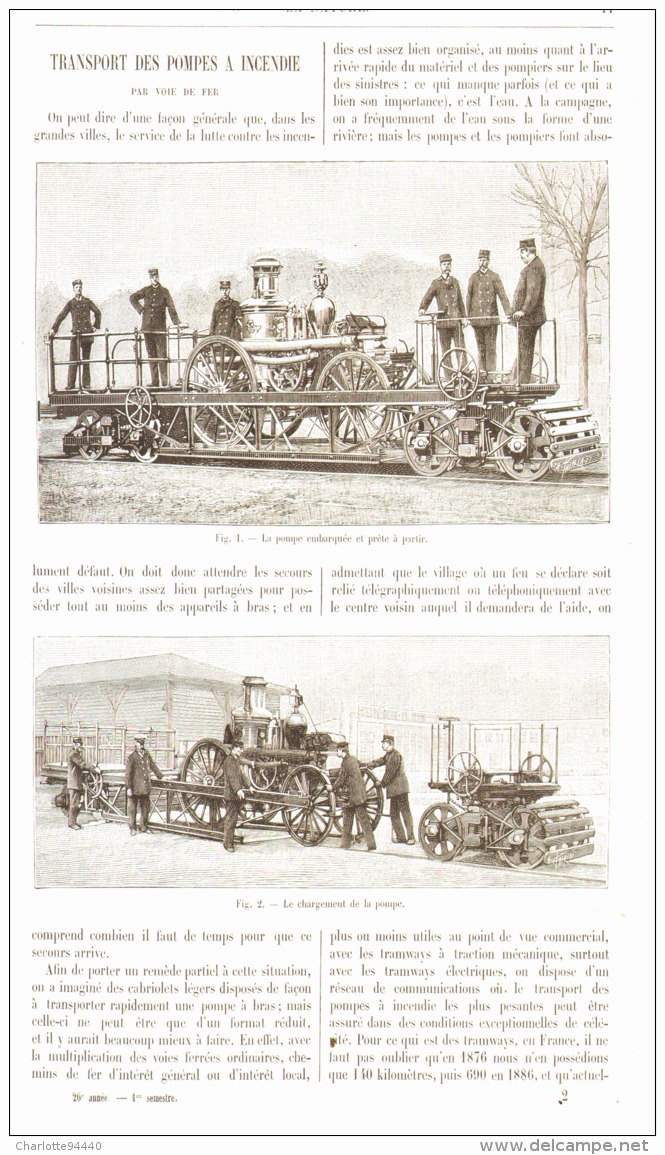 TRANSPORT DES POMPES A INCENDIE Par VOIE DE FER 1897 - Feuerwehr