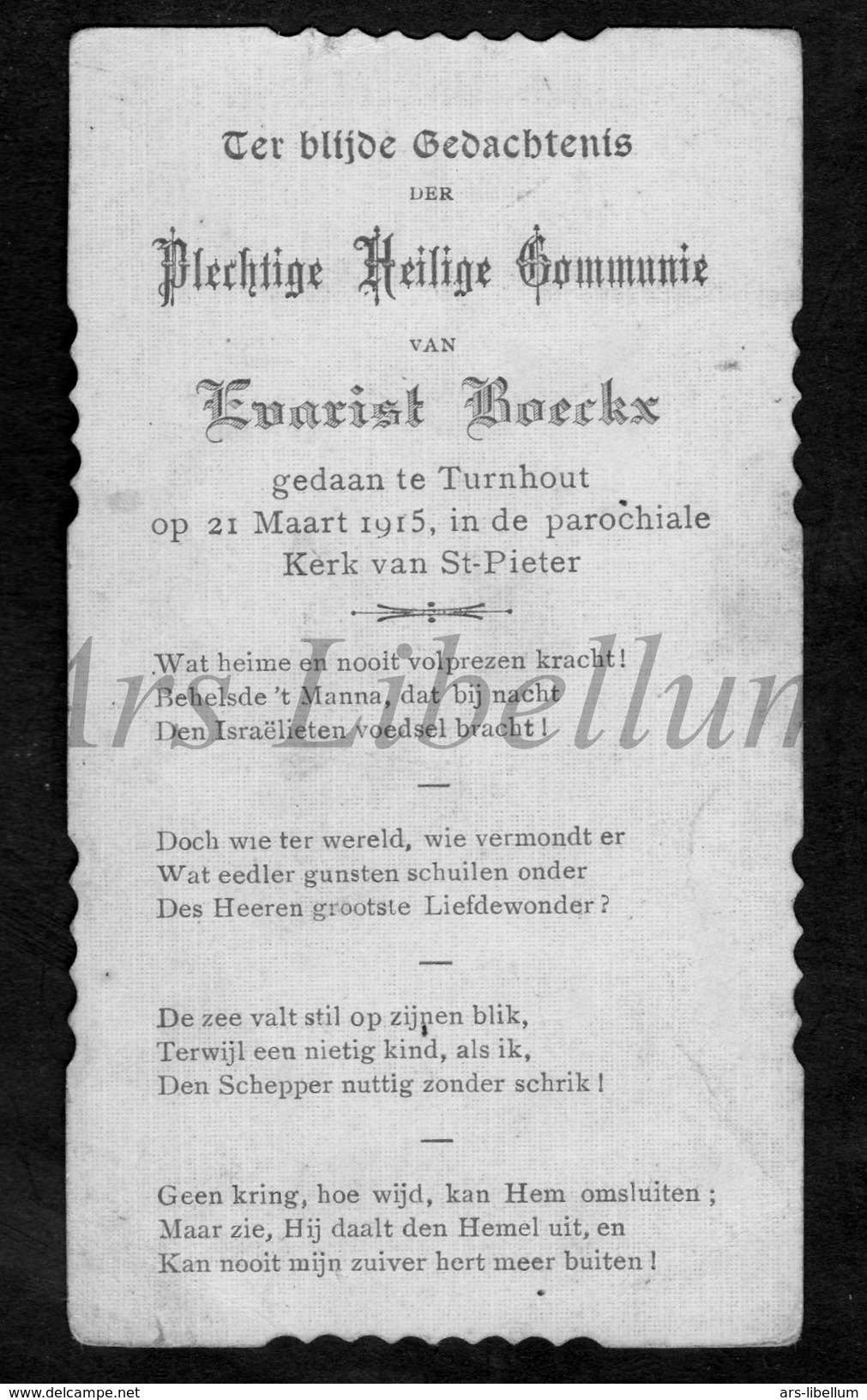 Communieprentje / Communie / Communion / 2 Scans / 1915 / Turnhout / Evarist Boeckx - Communion