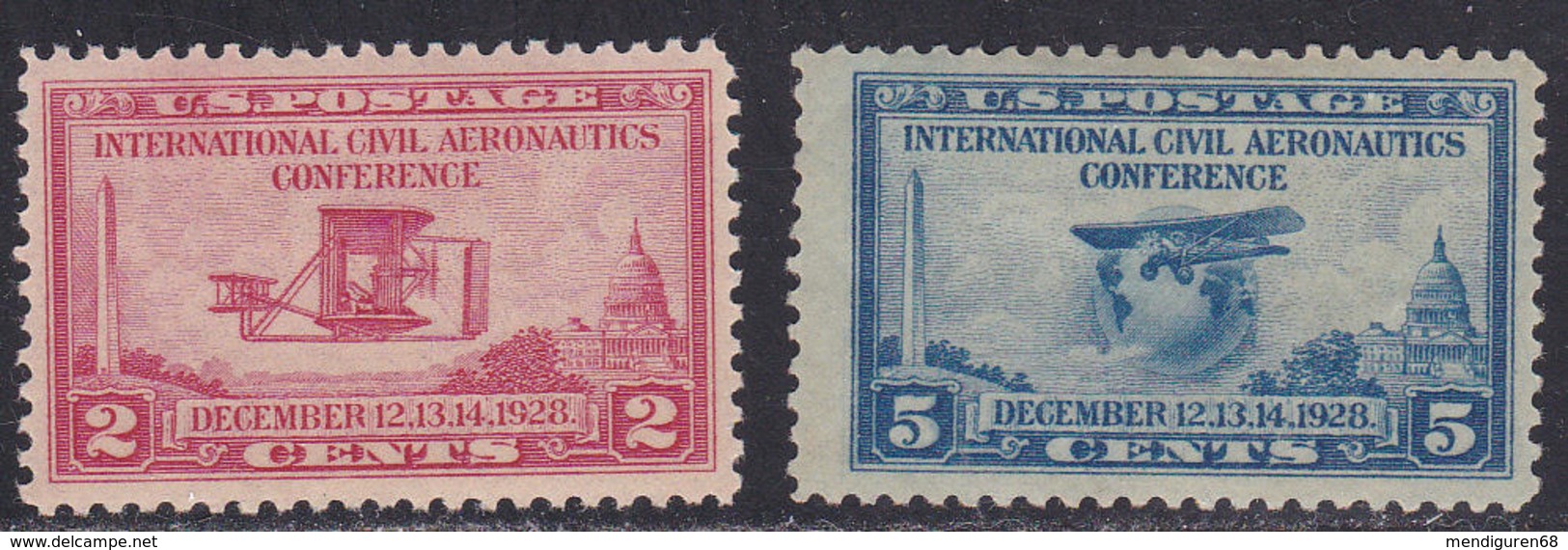 USA 1927 AeronautiCs ConfereNce Set 2v.MNH SC 649-50 YV 279-80 MI 314-15 SG 652-53 - Unused Stamps