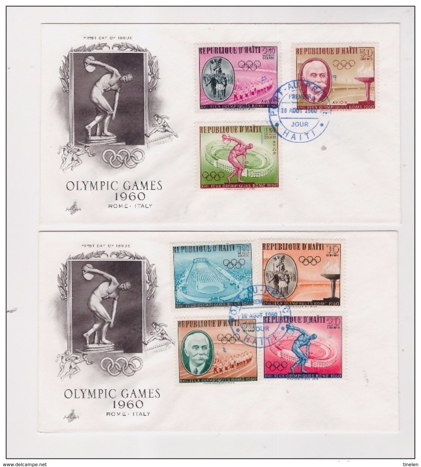 HAITI  - 1960   2  FDC   FDC OLIMPIADI ROMA - Sommer 1960: Rom