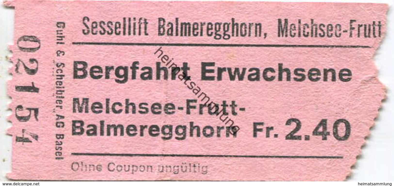 Schweiz - Sessellift Balmeregghorn Melchsee Frutt - Fahrschein - Europa