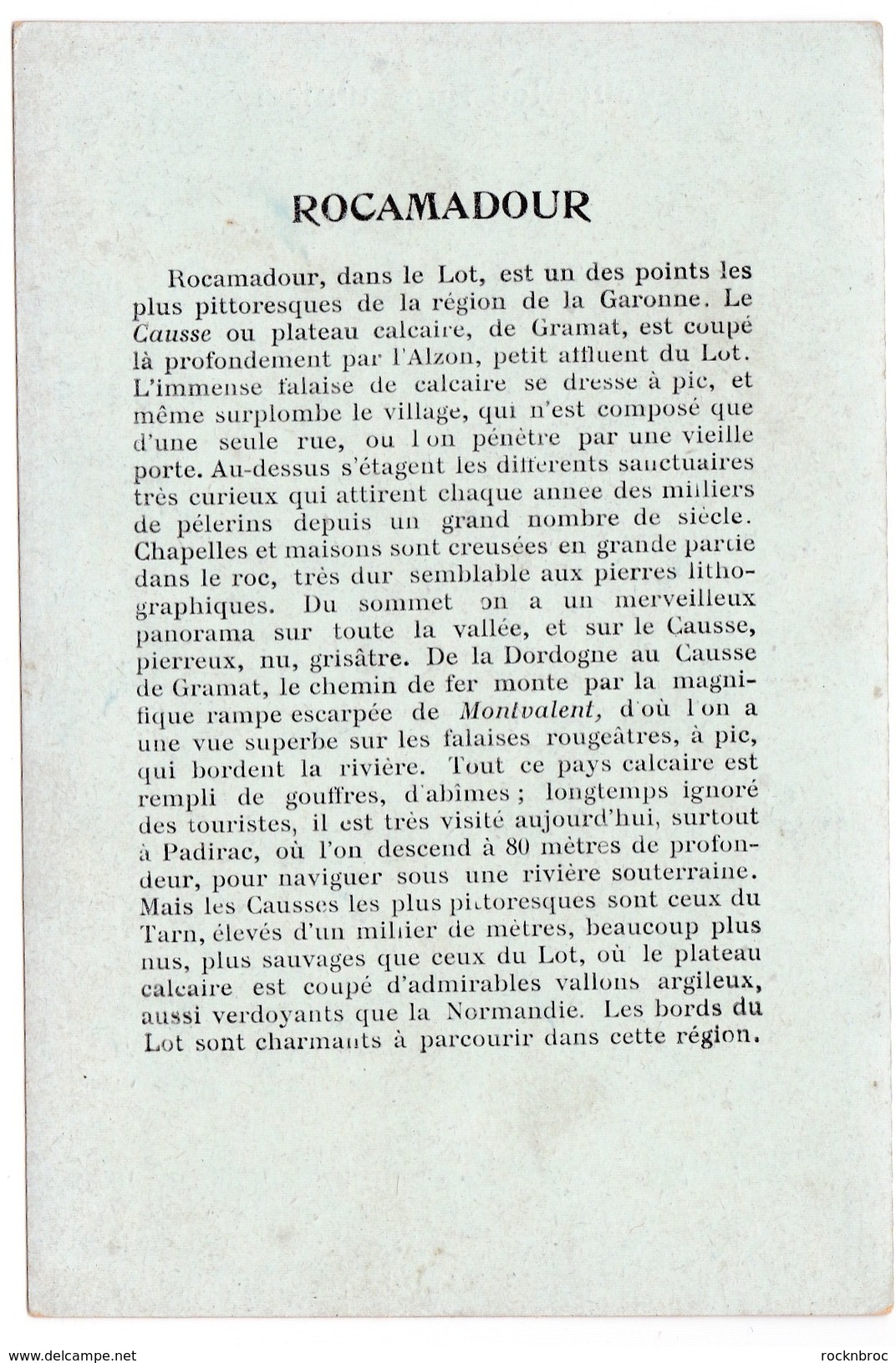 Image Publicité Collection HUGO D'ALESI Rocamadour Et Montvalent Chemin De Fer D'Orléans - Autres & Non Classés