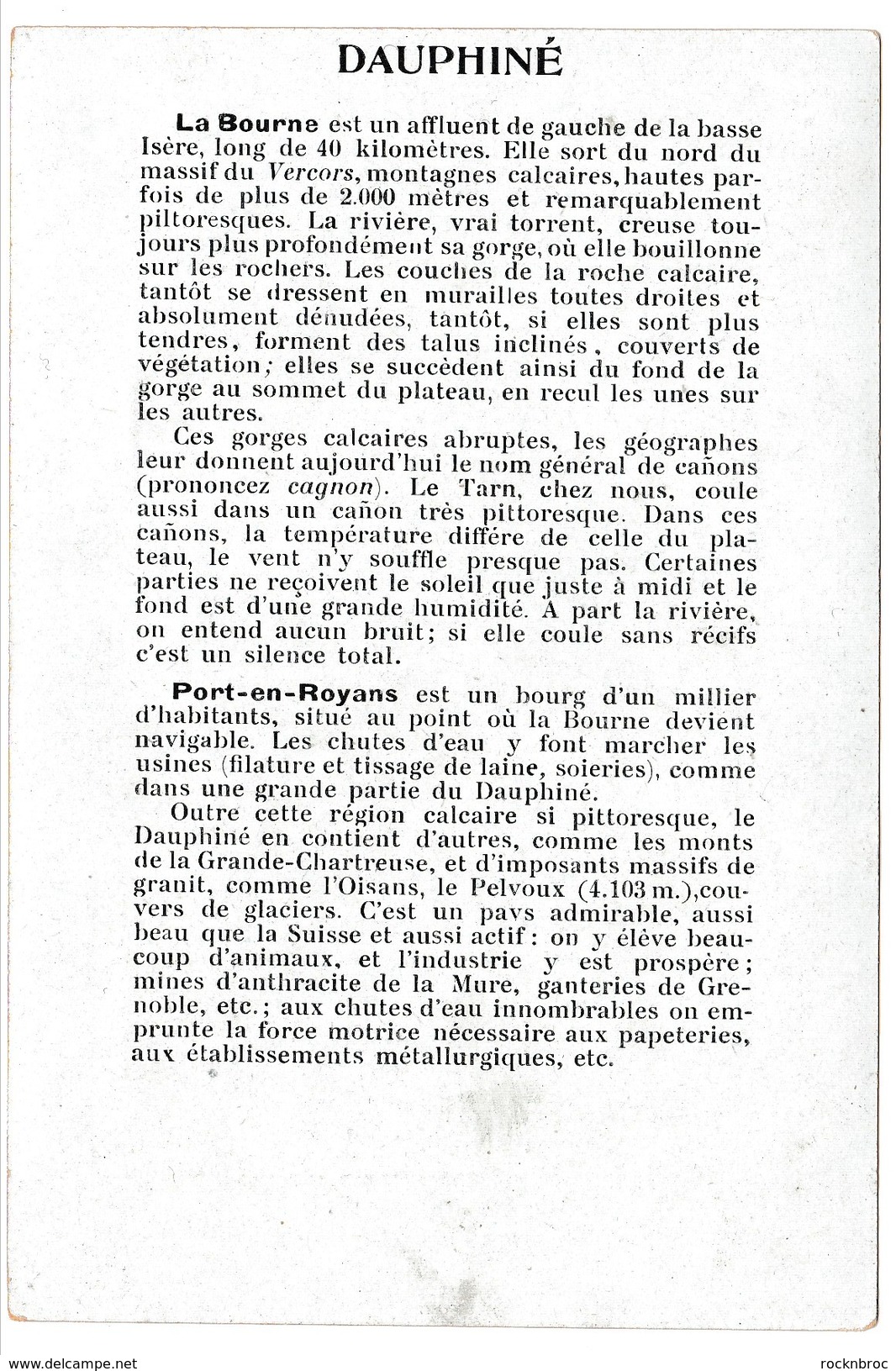 Image Publicité Collection HUGO D'ALESI Le Dauphiné / Les Gorges De La Bourne - Autres & Non Classés