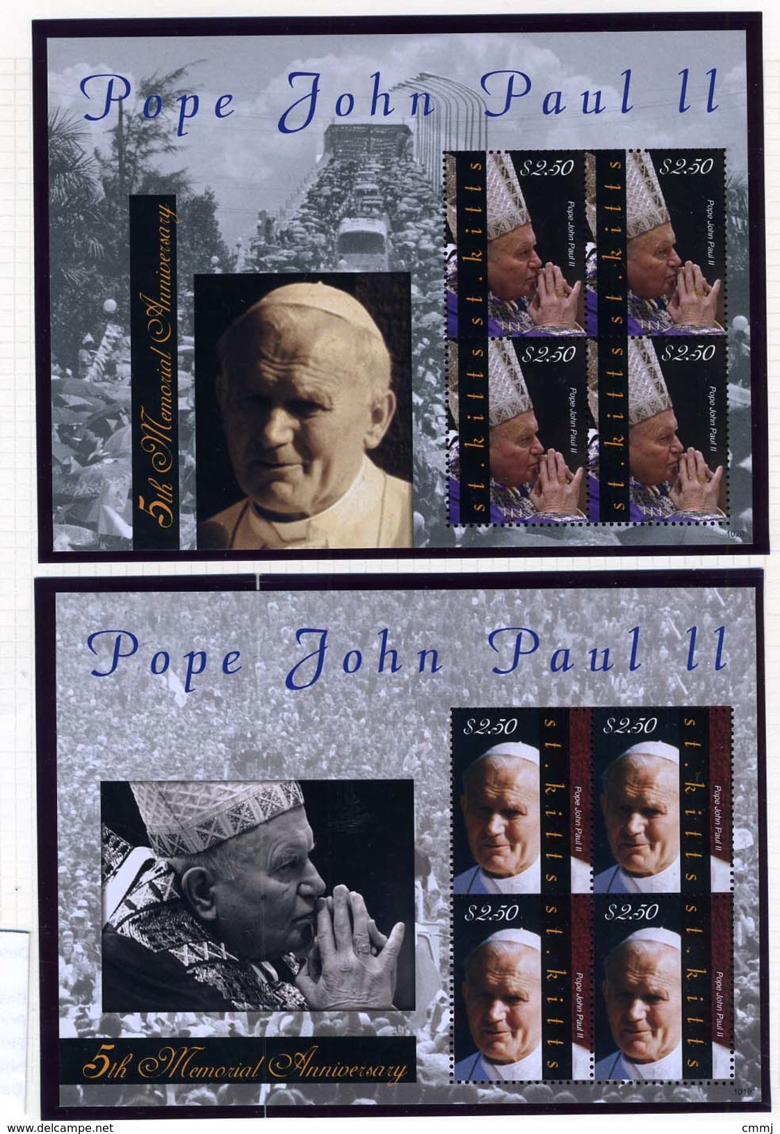 2011 - ST. KITTS -  Catg.. Mi. 1154/1155 KL -  NH - (I-SRA3207.23) -  POPE JOHN PAUL II 1920-2005 - St.Kitts E Nevis ( 1983-...)