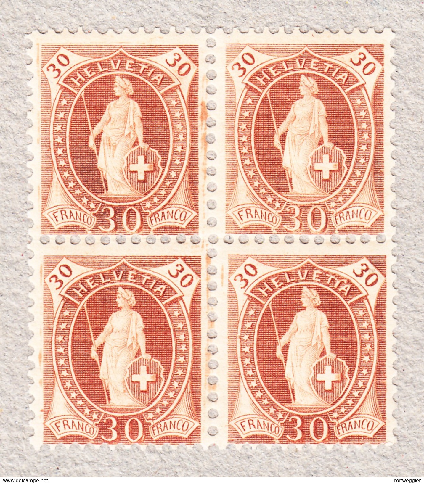 Schweiz Stehende Helvetia 30Rp Zu#88A ** Abart "Helvetta" Unten Rechts - Unused Stamps