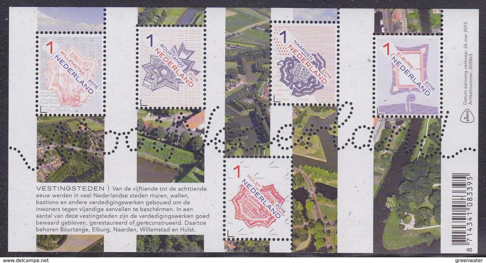 Nederland 2015 Mooi Nederland / Vestingsteden Velletje / Shtlt ** Mnh (34790E) - Ongebruikt