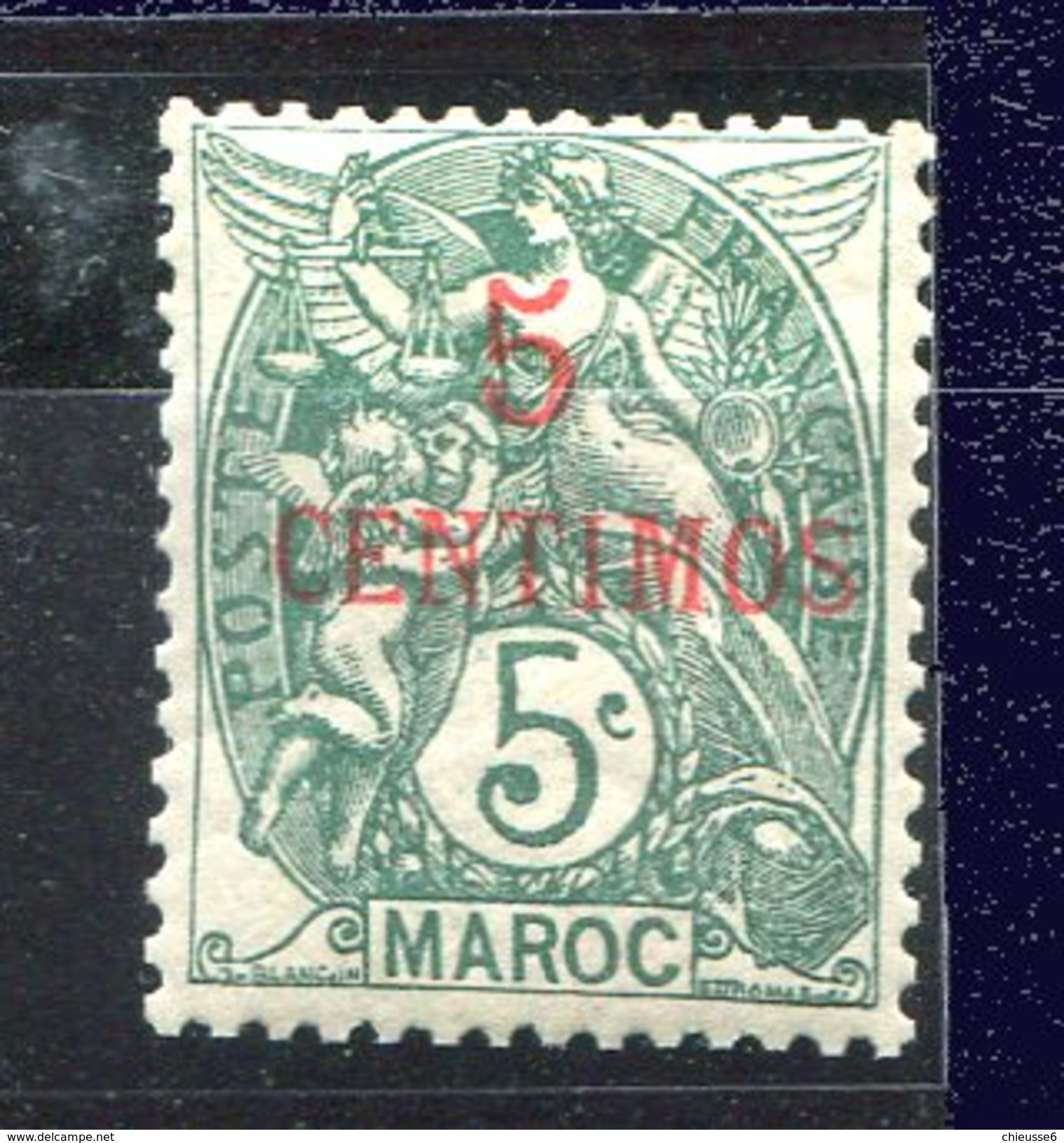 Maroc * N° 11 - 5 Centimos S. 5c Vert - Bleu  - - Neufs