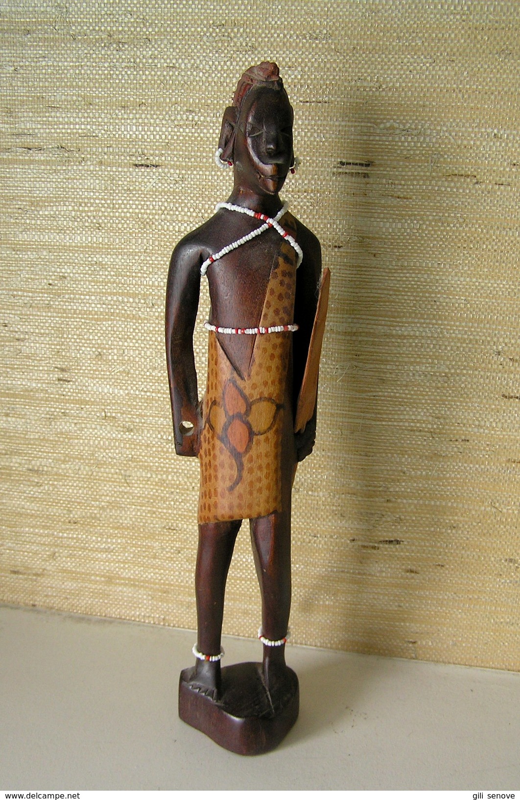 WOODEN AFRICAN WARRIOR FIGURE