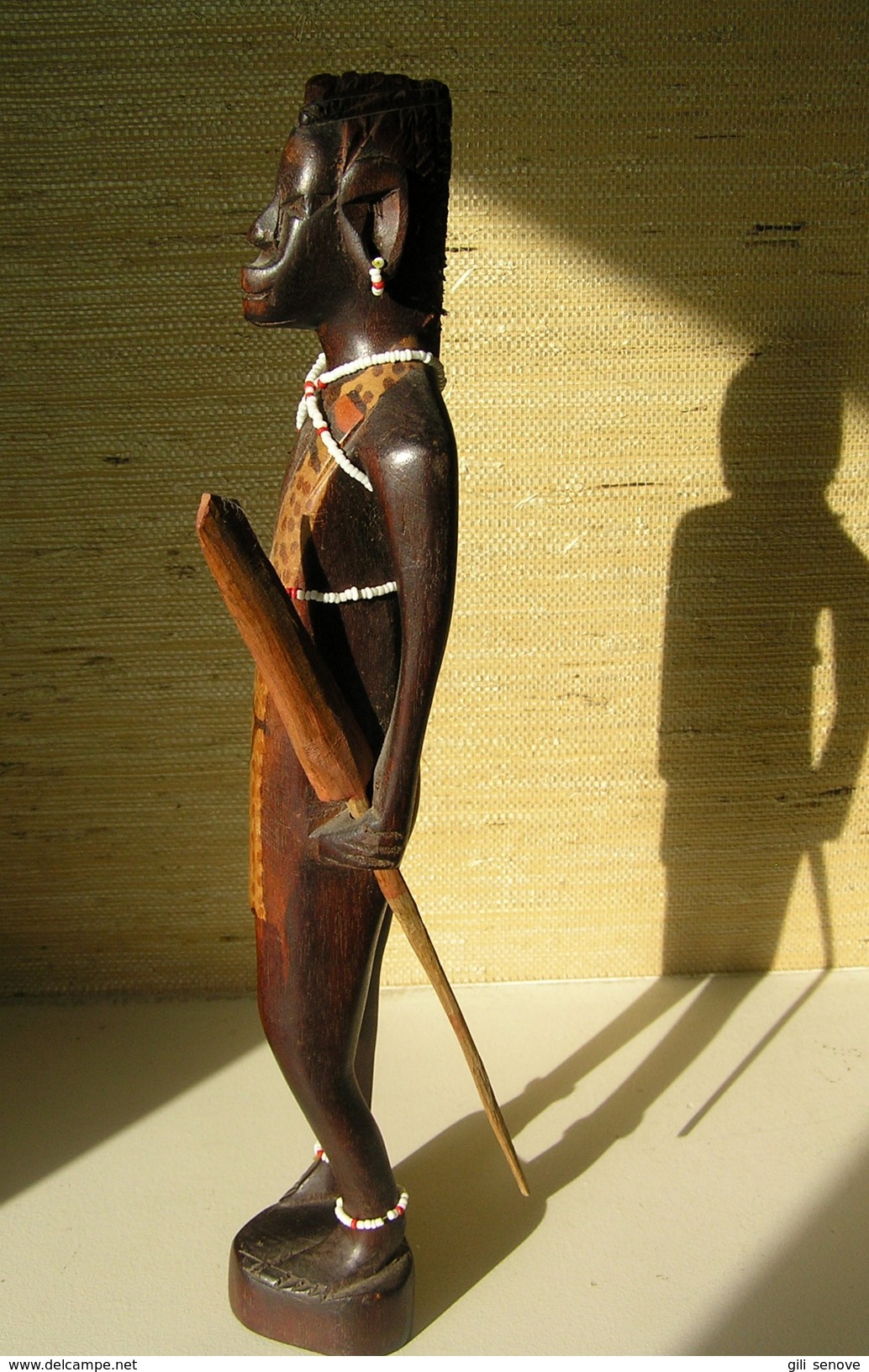 WOODEN AFRICAN WARRIOR FIGURE