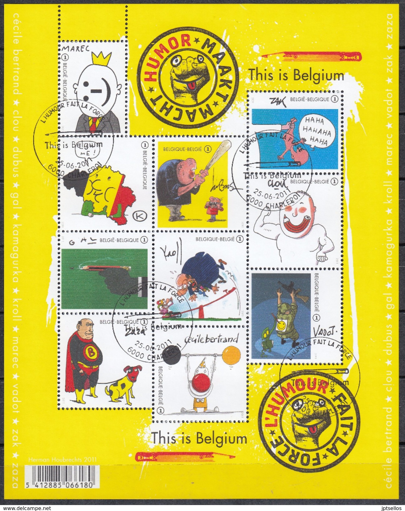 BELGIQUE 2011 Nº 4116/25 EN BLOQUE USADO 1º DIA - 1961-2001