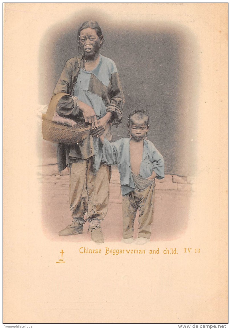 CHINE - Hong Kong / Chinese Beggarwoman And Child - Beau Cliché Précurseur - Chine (Hong Kong)