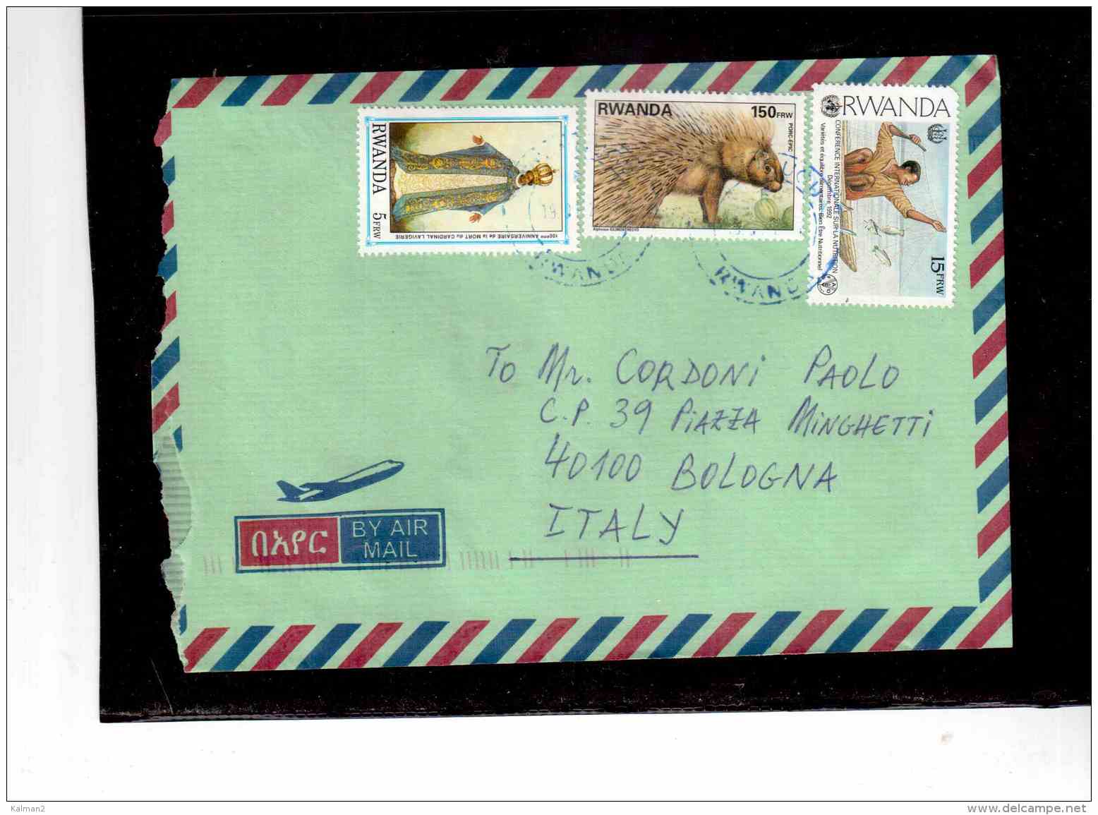 TEM8855     /   RWANDA   POSTAL HISTORY   /      AIR MAIL     LETTER TO  ITALY - Used Stamps