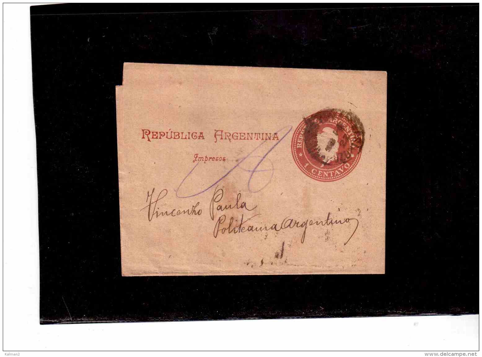 TEM8875     /     ARGENTINA    POSTAL HISTORY   /    ENTIRE - Postal Stationery