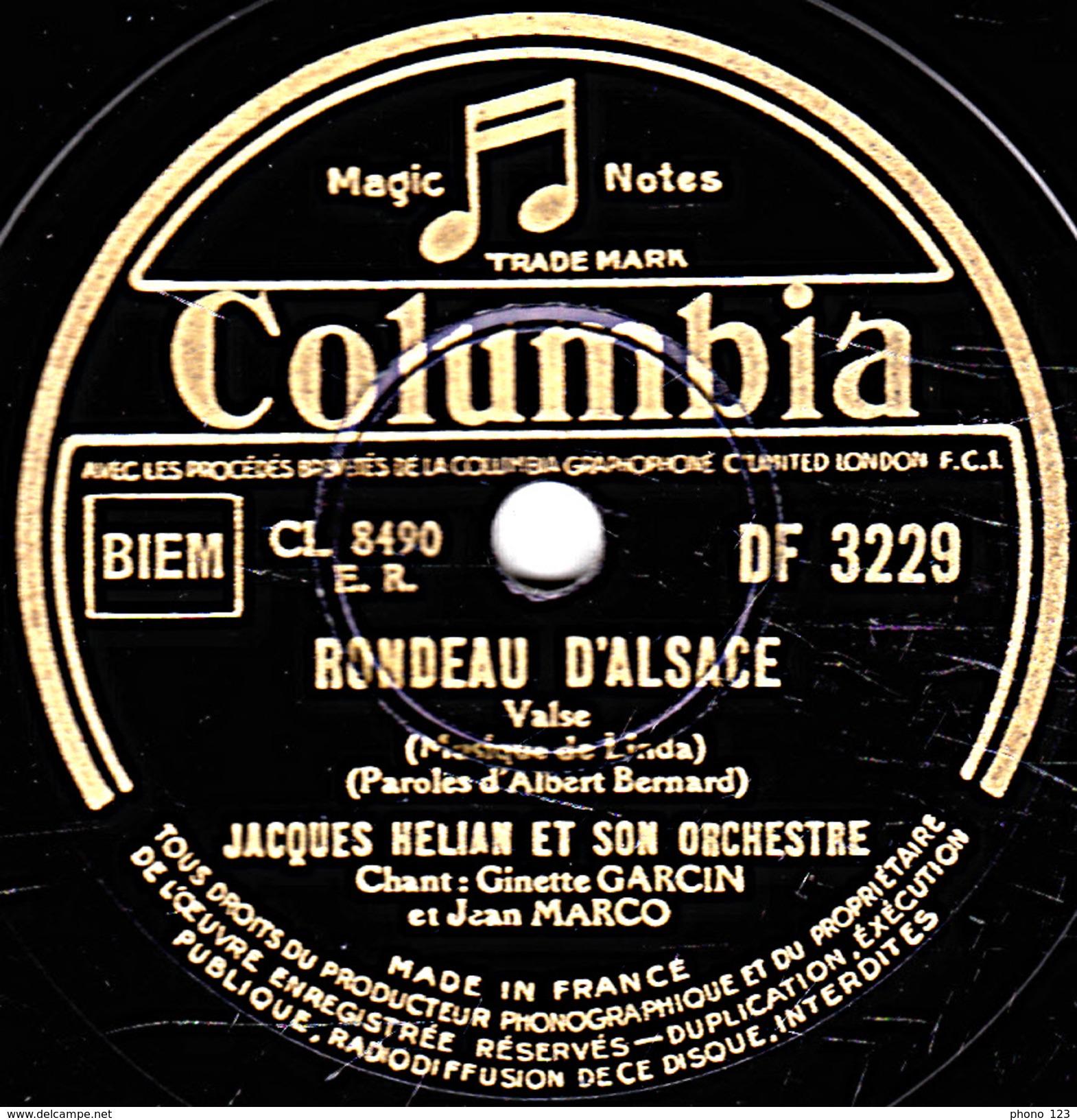 78 T.- 25 Cm - état B -  JACQUES HEIAN - RONDEAU D'ALSACE - ECOUTEZ LA SAMBA - 78 T - Disques Pour Gramophone