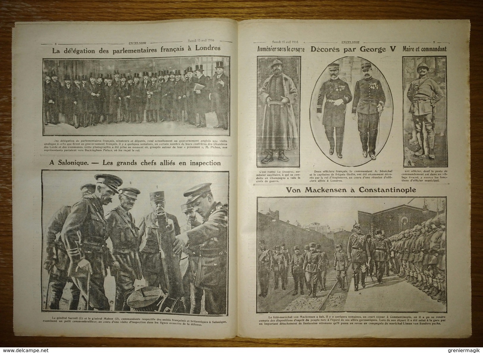 Excelsior N°1978 15/04/1916 Alexandre De Serbie à Paris - Bataille De Verdun - Parmi Les Ruines - Garfunkel -  WW1 - Altri & Non Classificati