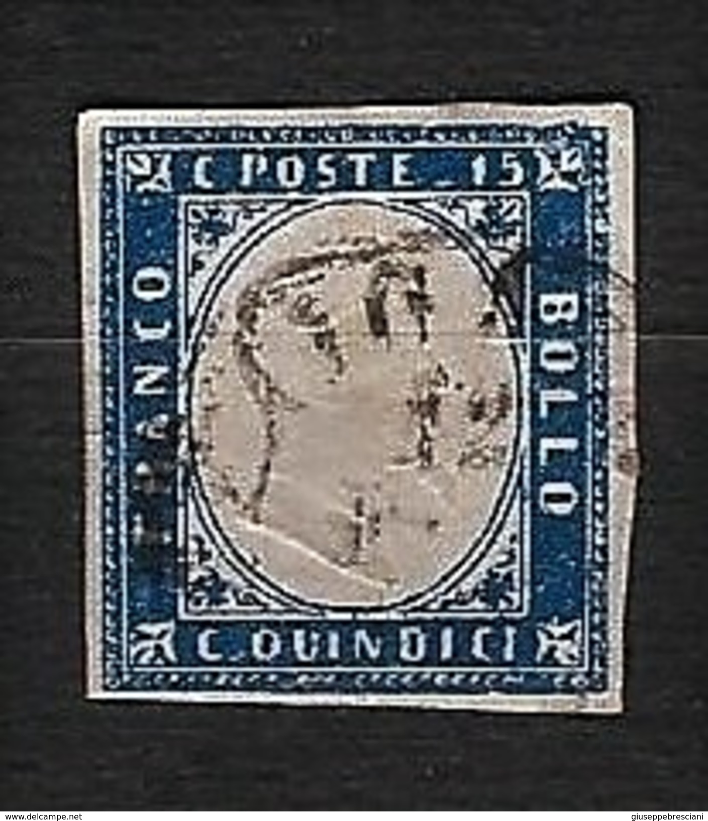 ITALIA 1863 - Effigie Di Re Vittorio Emanuele III In Rilievo - 15 C. Azzurro - Sassone 11 - Usati