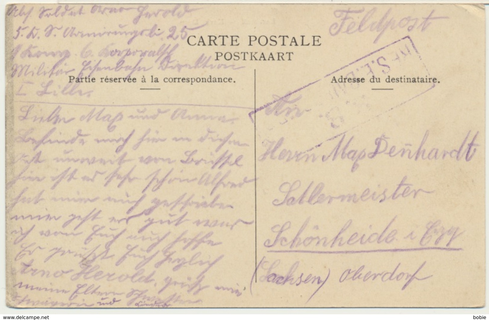 Leerbeek Belgique : Kerk Dorp / Krieg 1914-18 / Stempel - Cachet Militaire Allemand - Autres & Non Classés