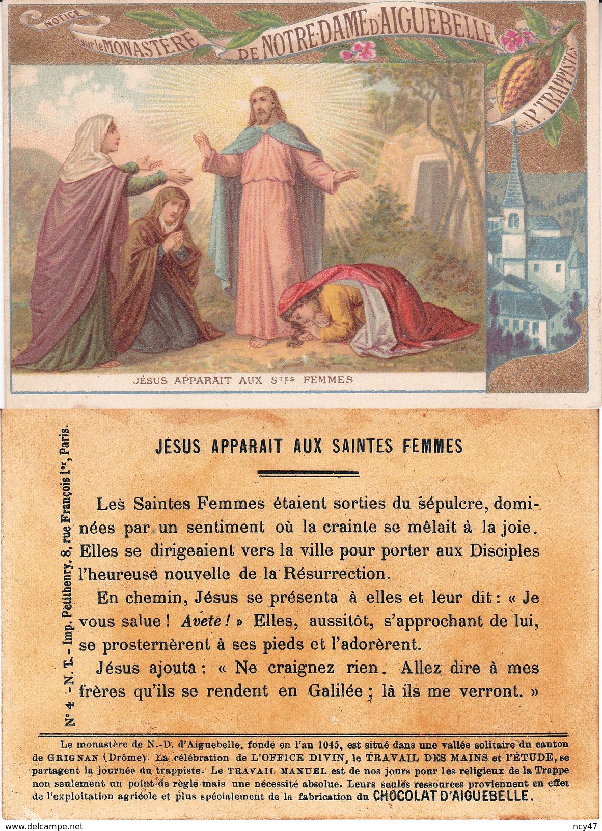 CHROMOS. Chocolaterie D'AIGUEBELLE.  Jésus Apparait Aux Saintes Femmes . ...Z554 - Aiguebelle