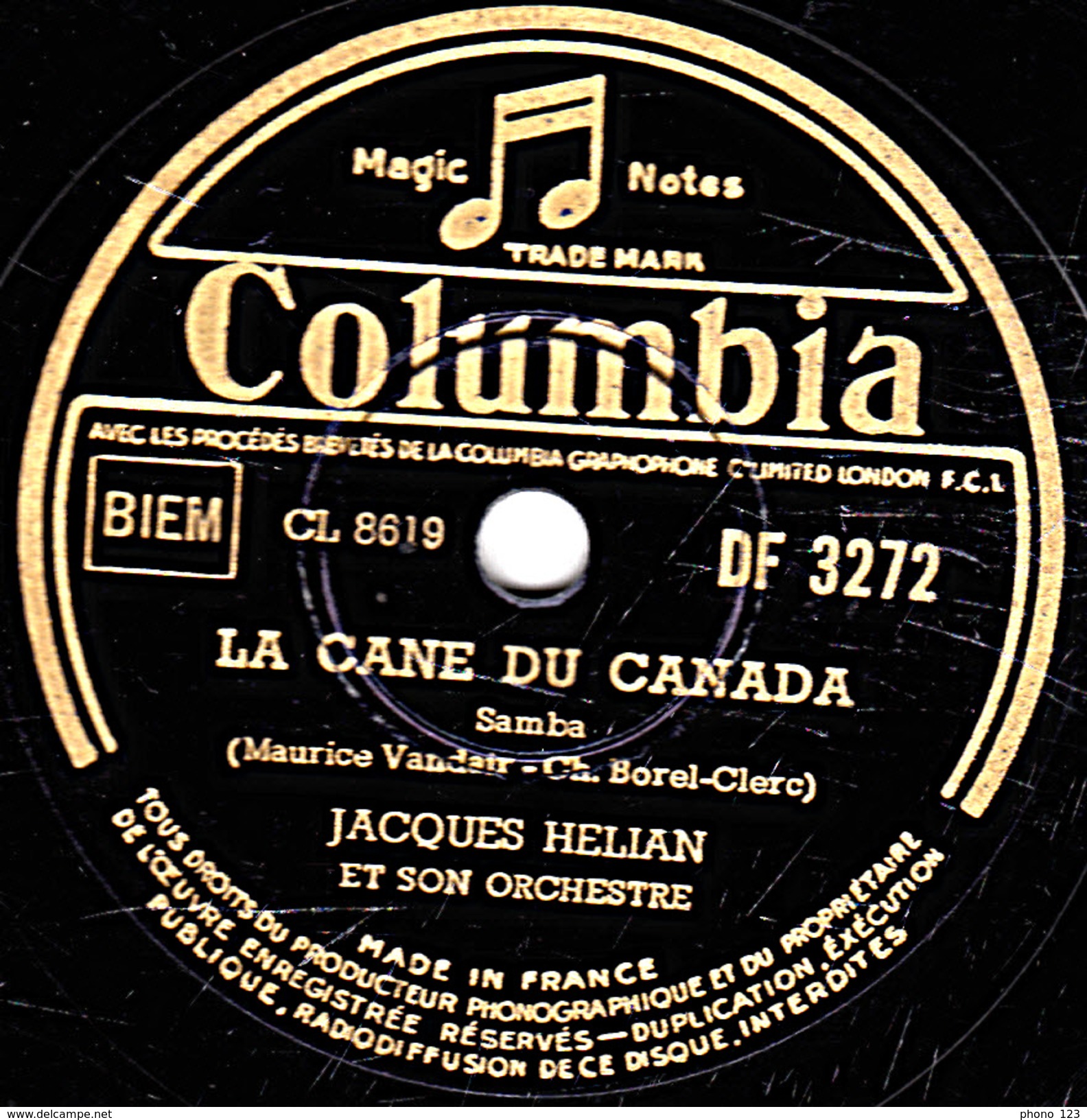 78 T.- 25 Cm - état B -  JACQUES HEIAN - LA CANE AU CANADA - ELLE AIMAIT - 78 T - Disques Pour Gramophone