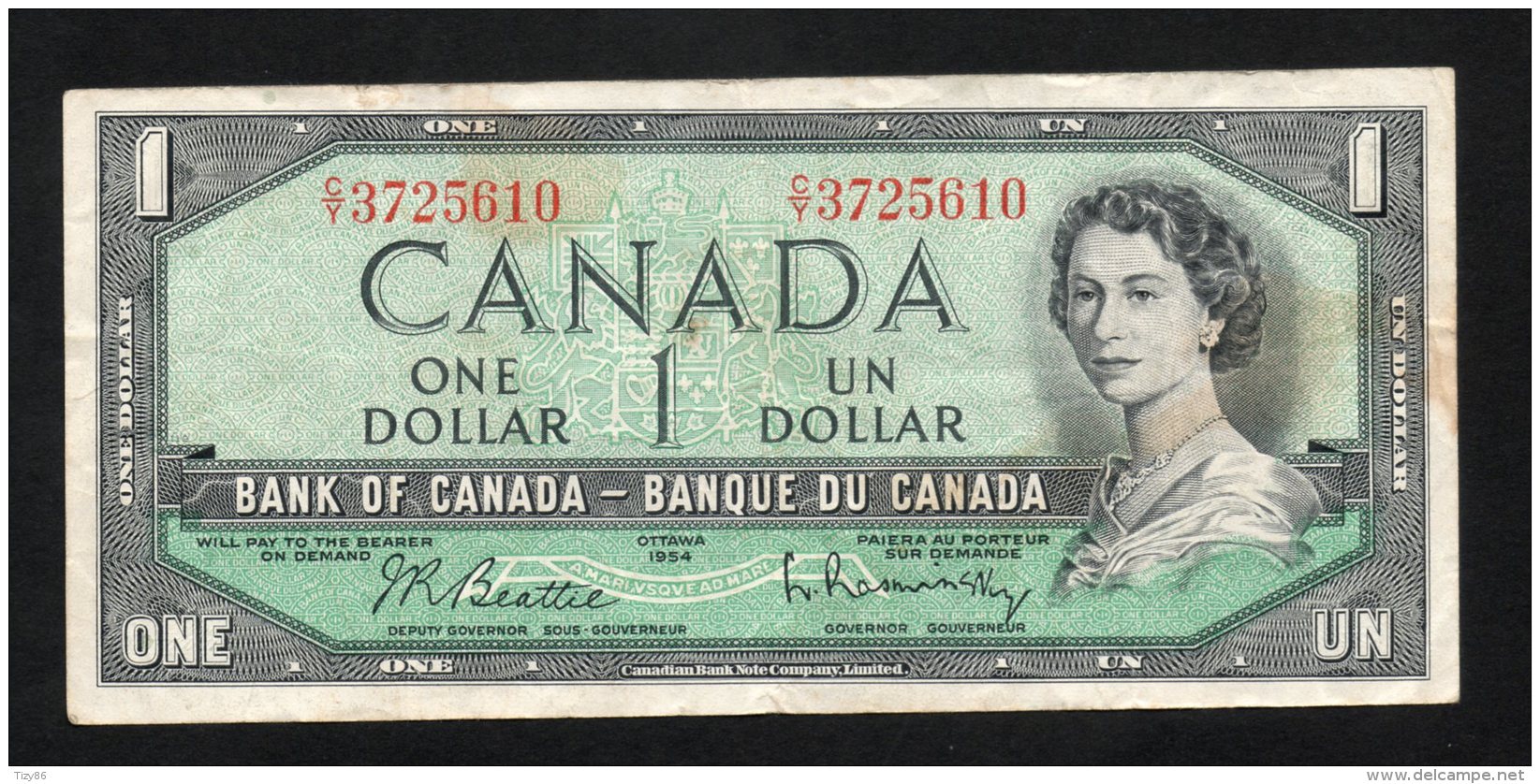 Banconota Canada 1 Dollar 1954 Circolato - Kanada