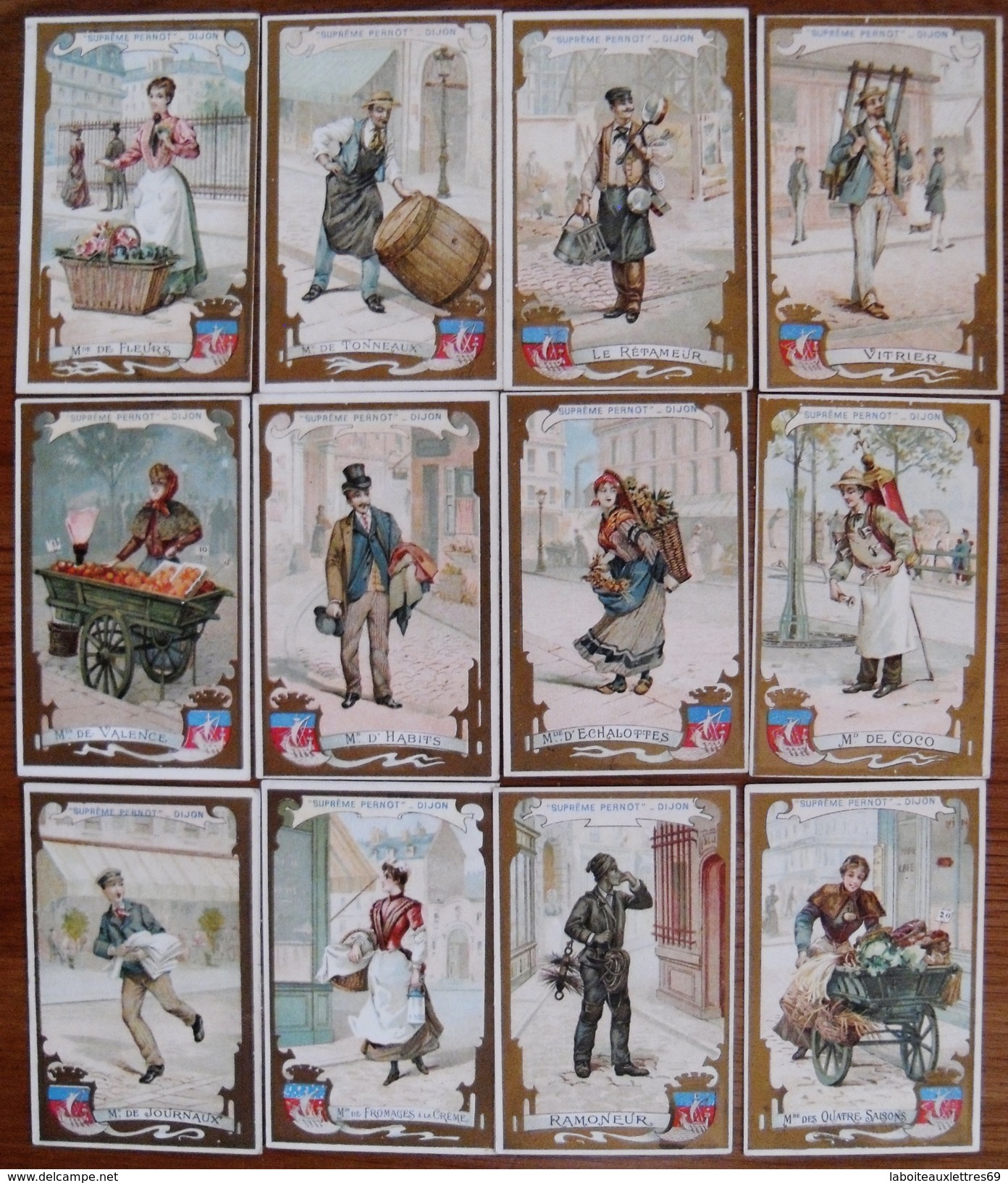 LOT 12 IMAGES PUBLICITAIRES BISCUITS "SUPREME PERNOT"- DIJON- LES PETITS METIERS - Colecciones