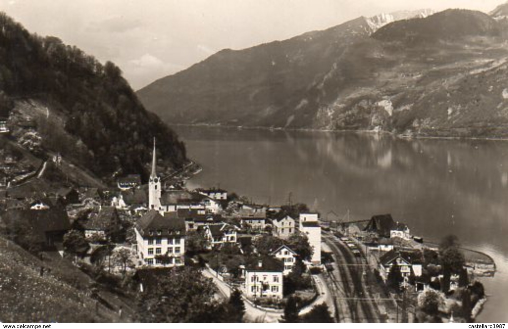 Mühlehorn Am Walensee (formato Piccolo - Con Ferrovia E Treno) - Mühlehorn