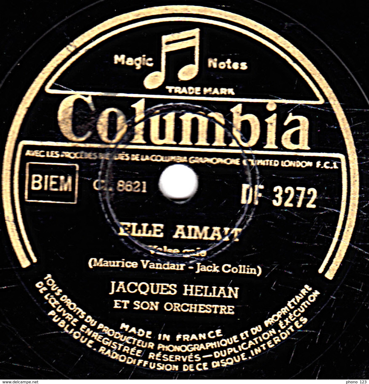 78 T.- 25 Cm - état B -  JACQUES HEIAN - LA CANE AU CANADA - ELLE AIMAIT - 78 T - Disques Pour Gramophone