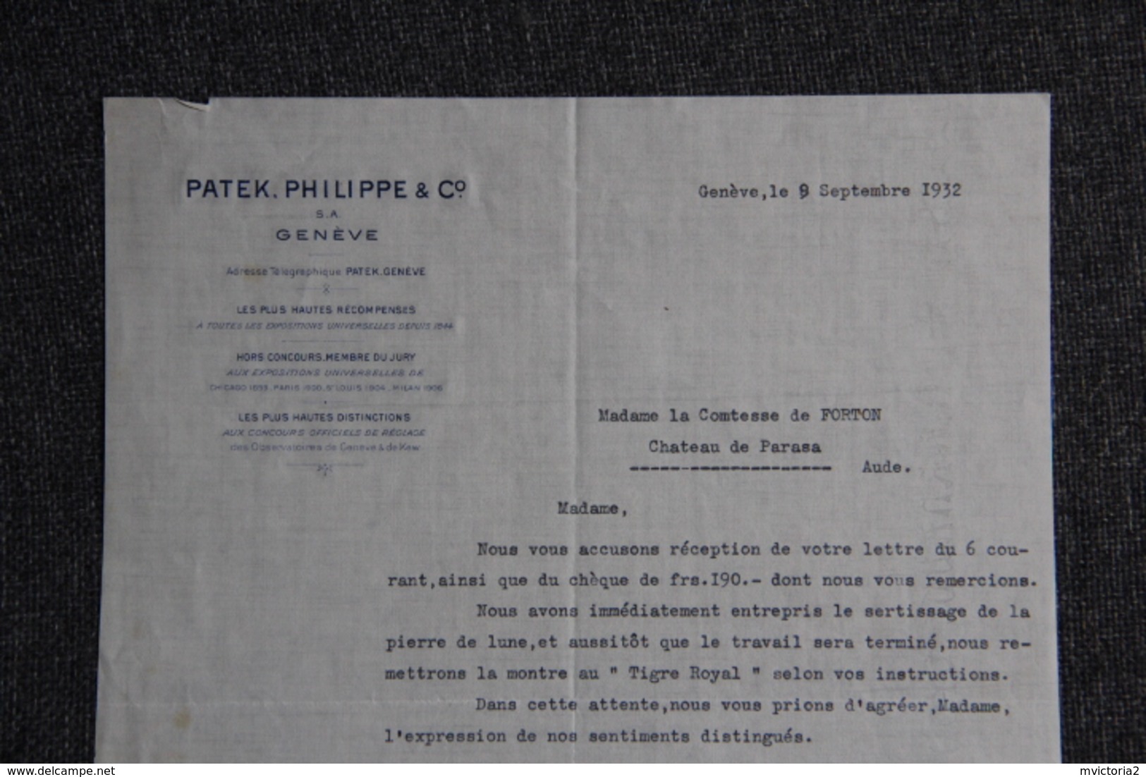 Lettre Ancienne  - GENEVE - PATEK Philippe , Joailliers. Signature Du Joaillier. - Suisse