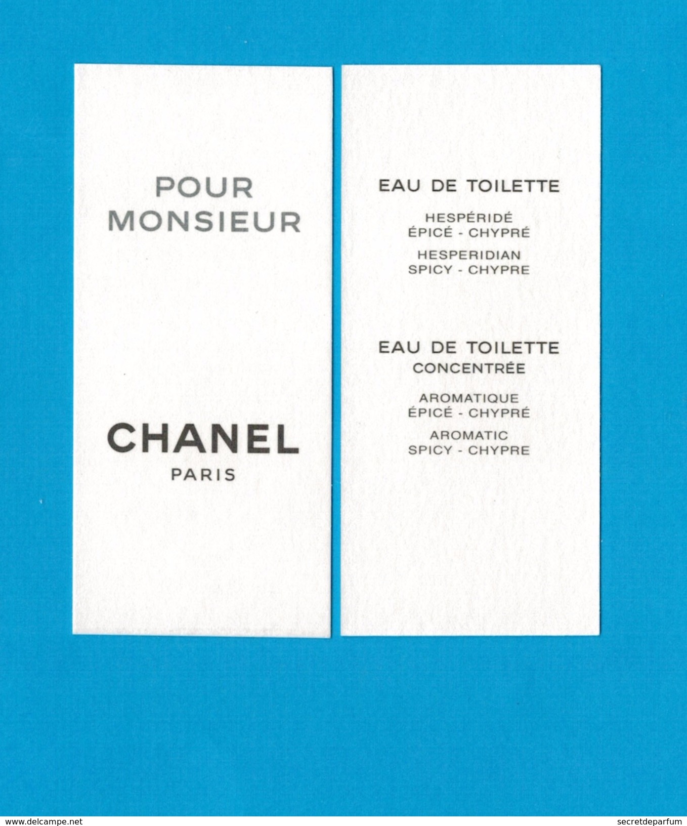 Cartes Parfumées  Carte CHANEL  POUR MONSIEUR  De  CHANEL - Modern (from 1961)