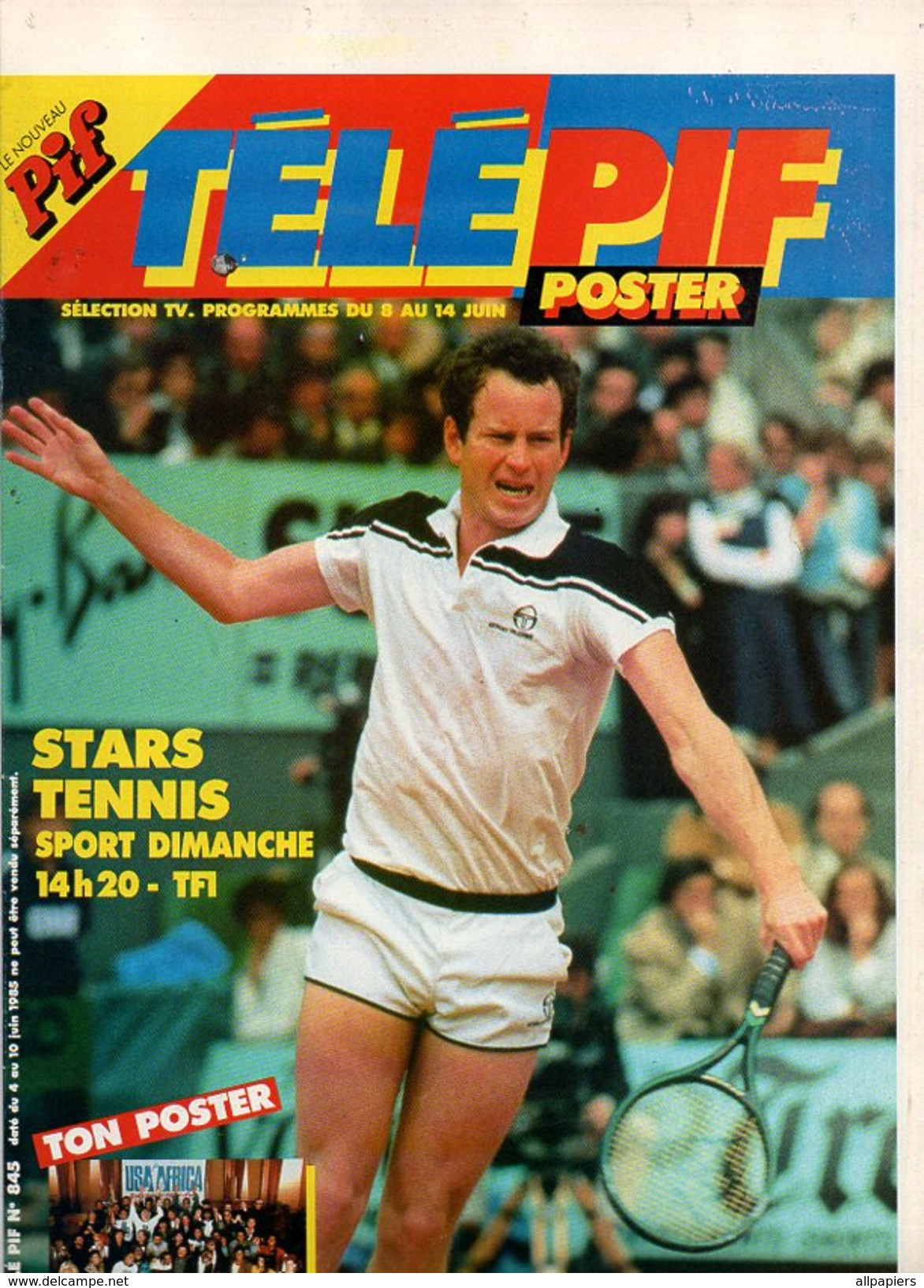 TéléPif Poster Le Nouveau Pif Stars Tennis - Poster USA For Africa De 1985 - Pif - Autres