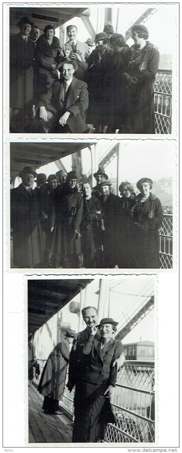 Foto/Photo. Paquebot "SS Léopoldville". 22 Nov 1935.  Scènes De Pont De Bateau. Lot De 3 Photos. - Bateaux