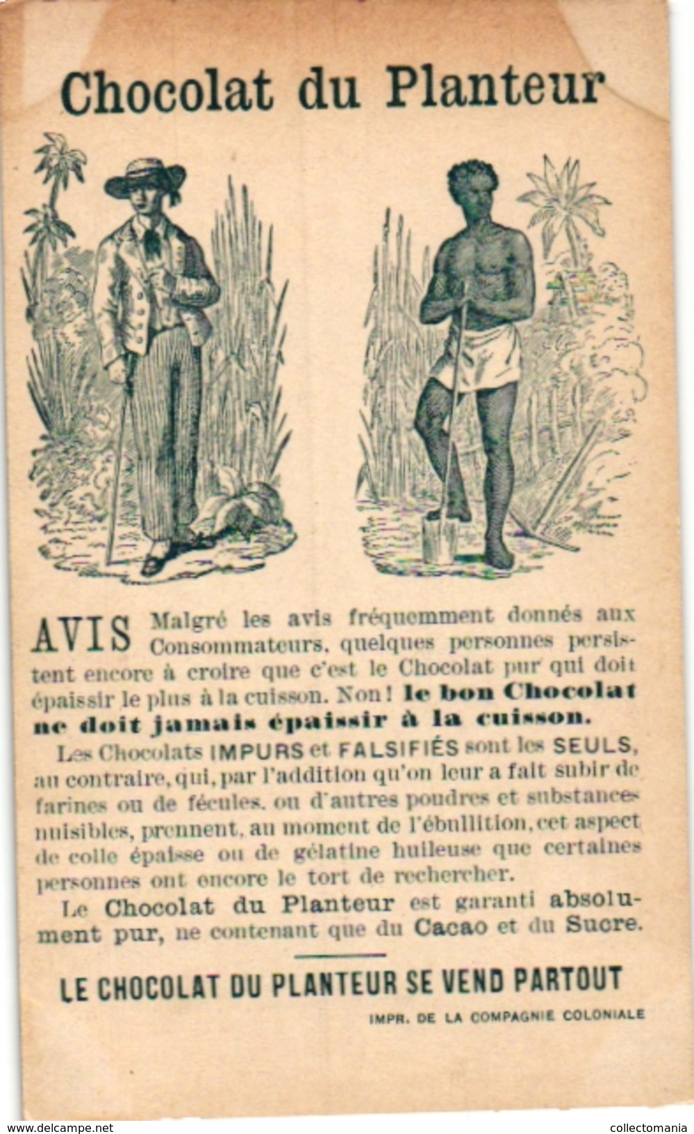 21 Cards C1900 Pub Chocolat du Planteur Recettes Utiles Moyen de... Imp de la Compagnie Coloniale