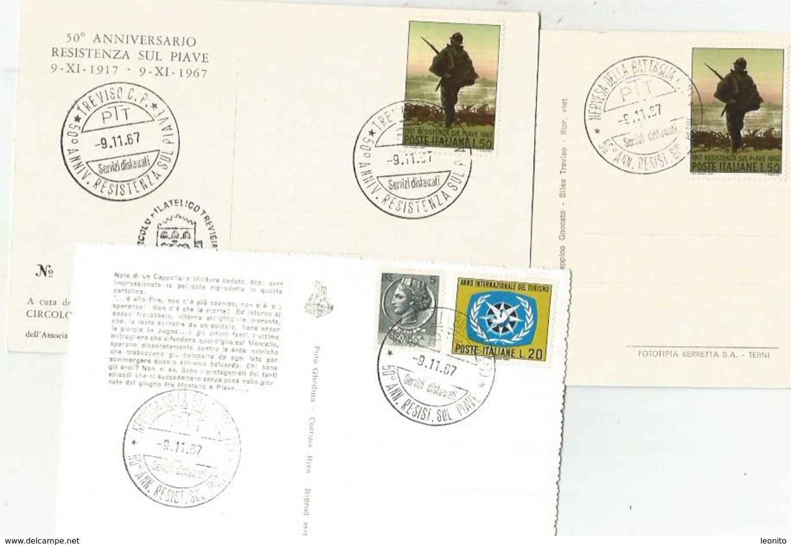 MILITARI 50° Anniversario Reistenza Sul Piave 1917 - 1967, 3 Cartoline - War 1914-18