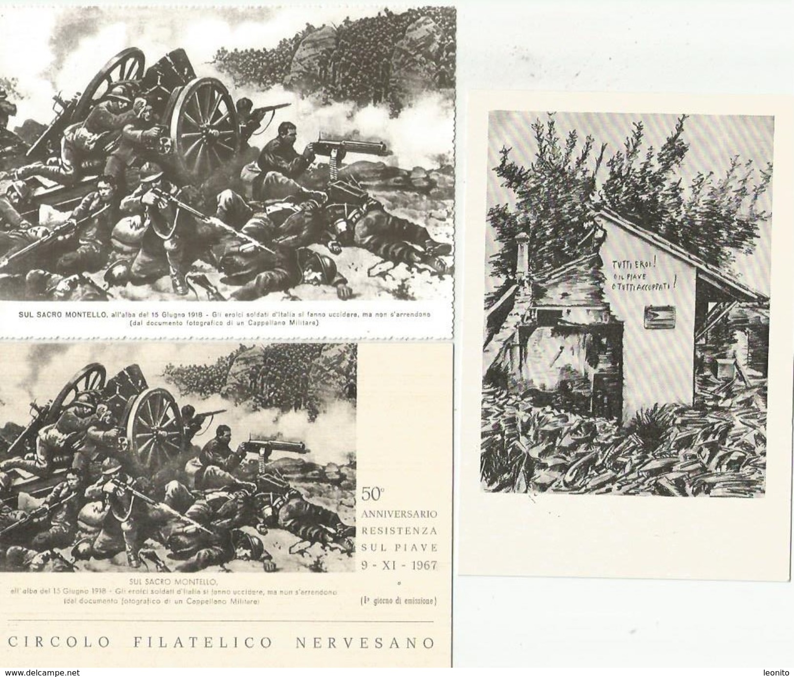 MILITARI 50° Anniversario Reistenza Sul Piave 1917 - 1967, 3 Cartoline - Guerra 1914-18