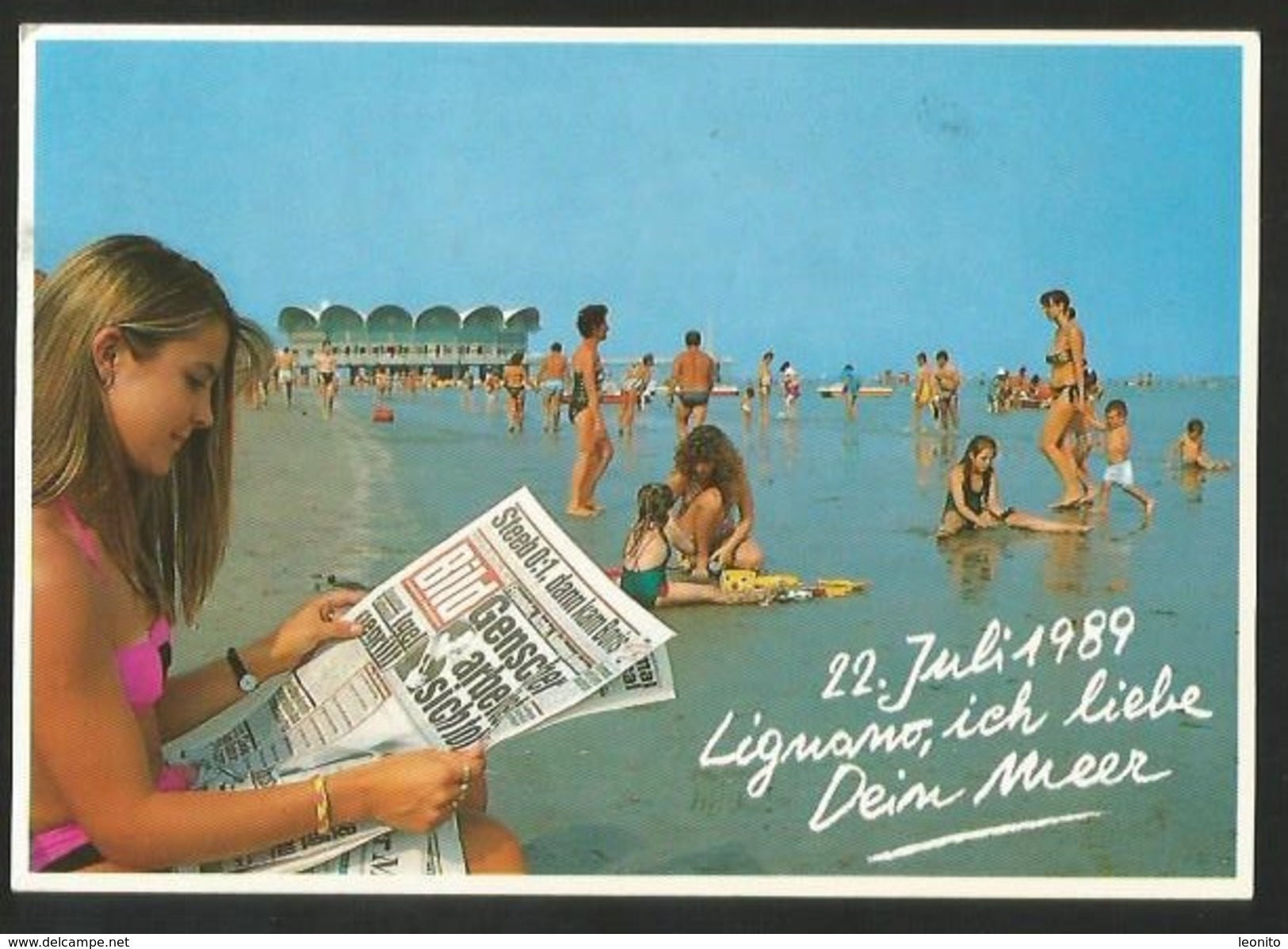 LIGNANO Friuli Udine Ich Liebe Dein Meer Bild-Zeitung Selbstklebekarte Autoadesivo Self-adhesive 1989 - Udine
