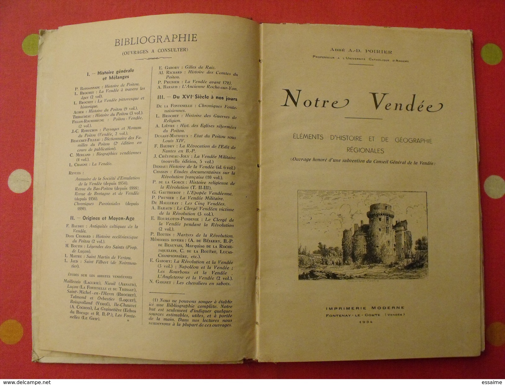 Notre Vendée. André Poirier. 1934. Fontenay Le Comte. Carte Dépliable - Poitou-Charentes