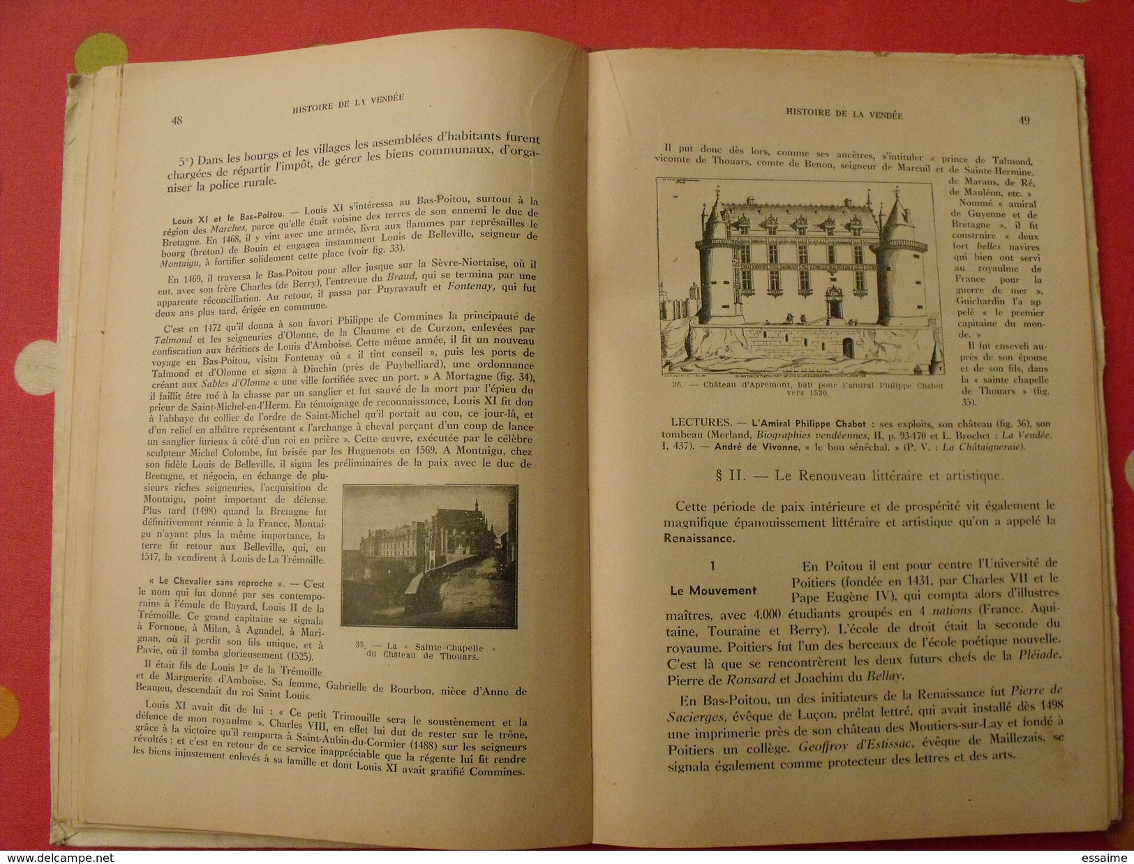 Notre Vendée. André Poirier. 1934. Fontenay le comte. carte dépliable