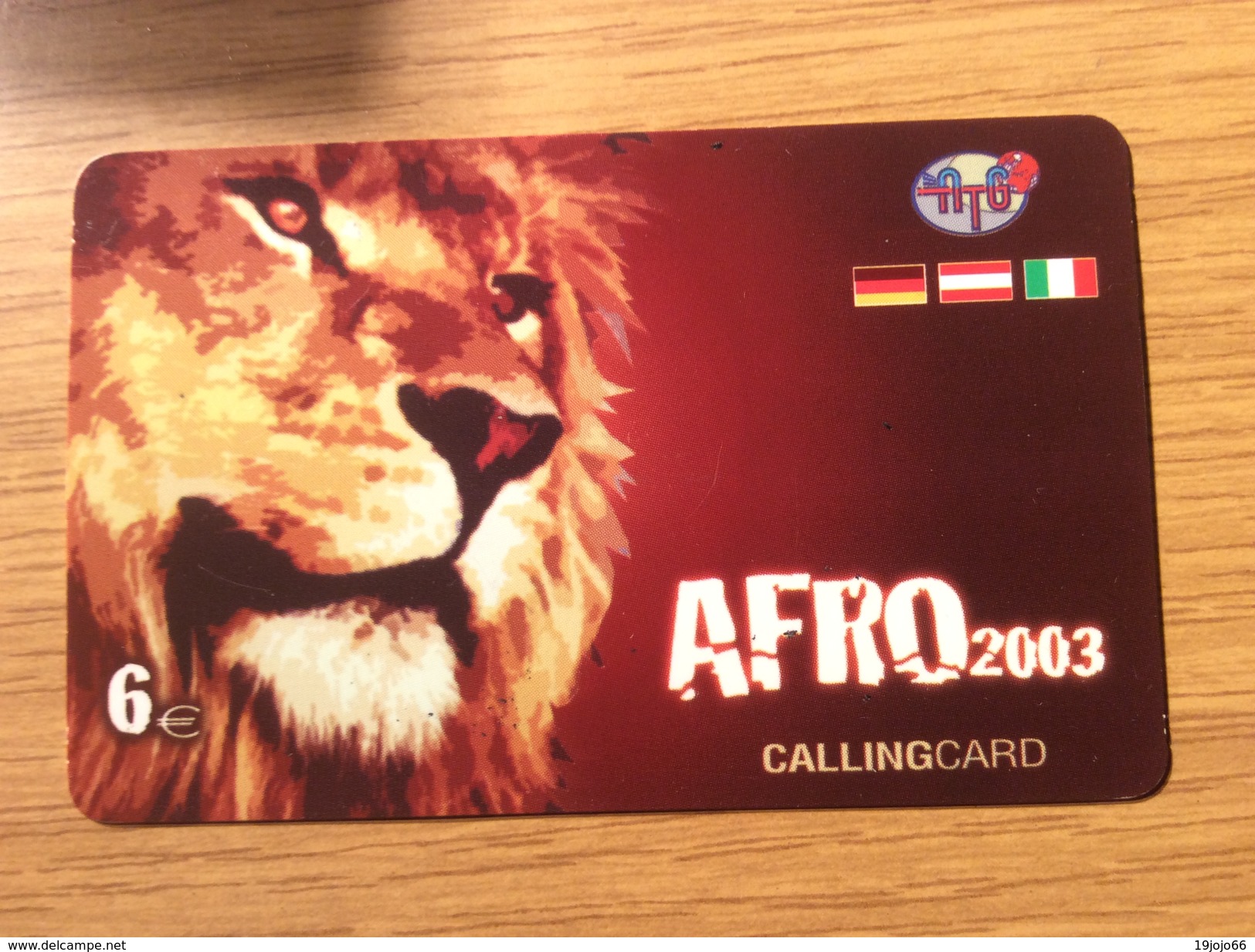 ATG Afro 2003  - 6&euro; Lion / Animal  - Little Printed  -   Used Condition - GSM, Cartes Prepayées & Recharges