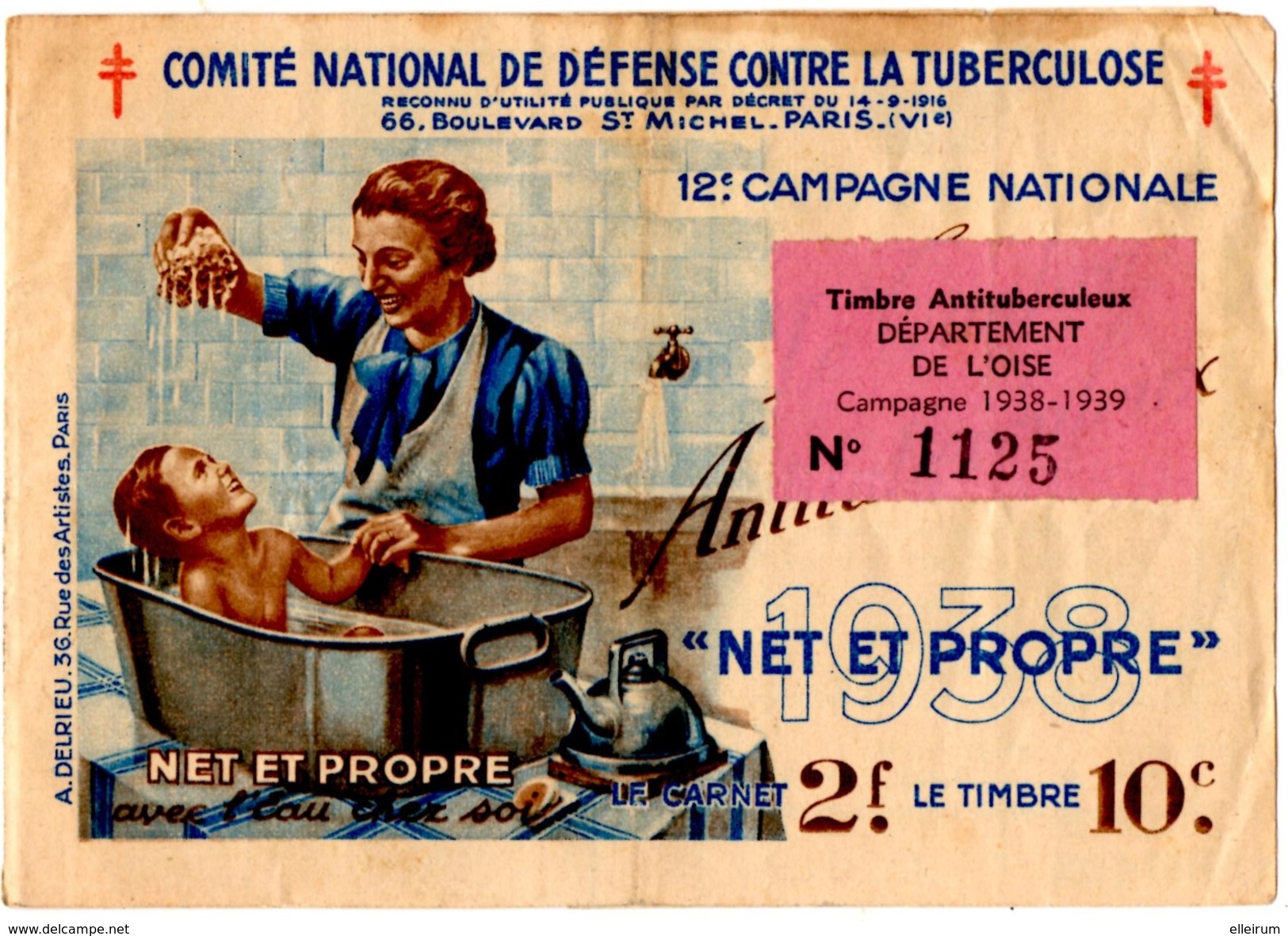 TIMBRES ANTITUBERCULEUX .CARNET.VIGNETTE DEPARTEMENT De L'OISE. JOUETS AUTO-SKIFF. FLY-TOX. GALERIES BARBES. - Antituberculeux