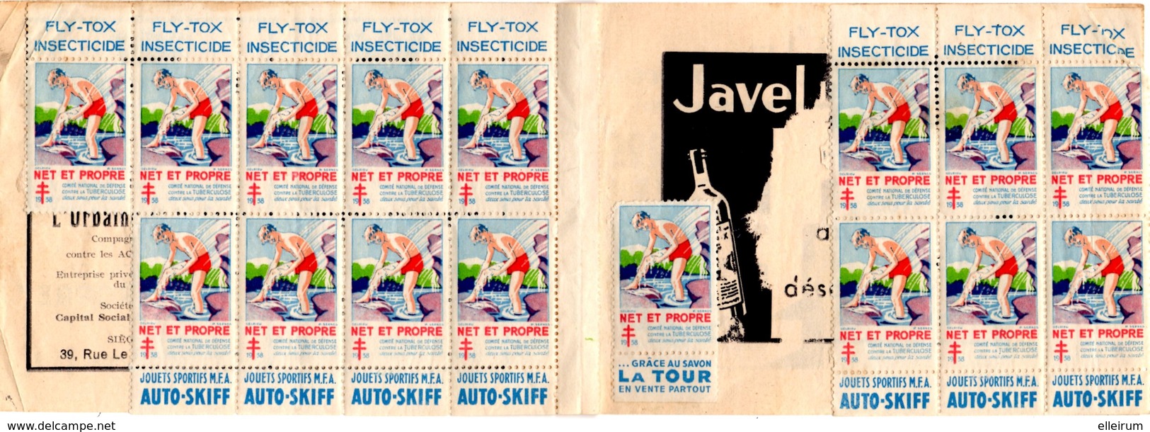 TIMBRES ANTITUBERCULEUX .CARNET.VIGNETTE DEPARTEMENT De L'OISE. JOUETS AUTO-SKIFF. FLY-TOX. GALERIES BARBES. - Antituberculeux