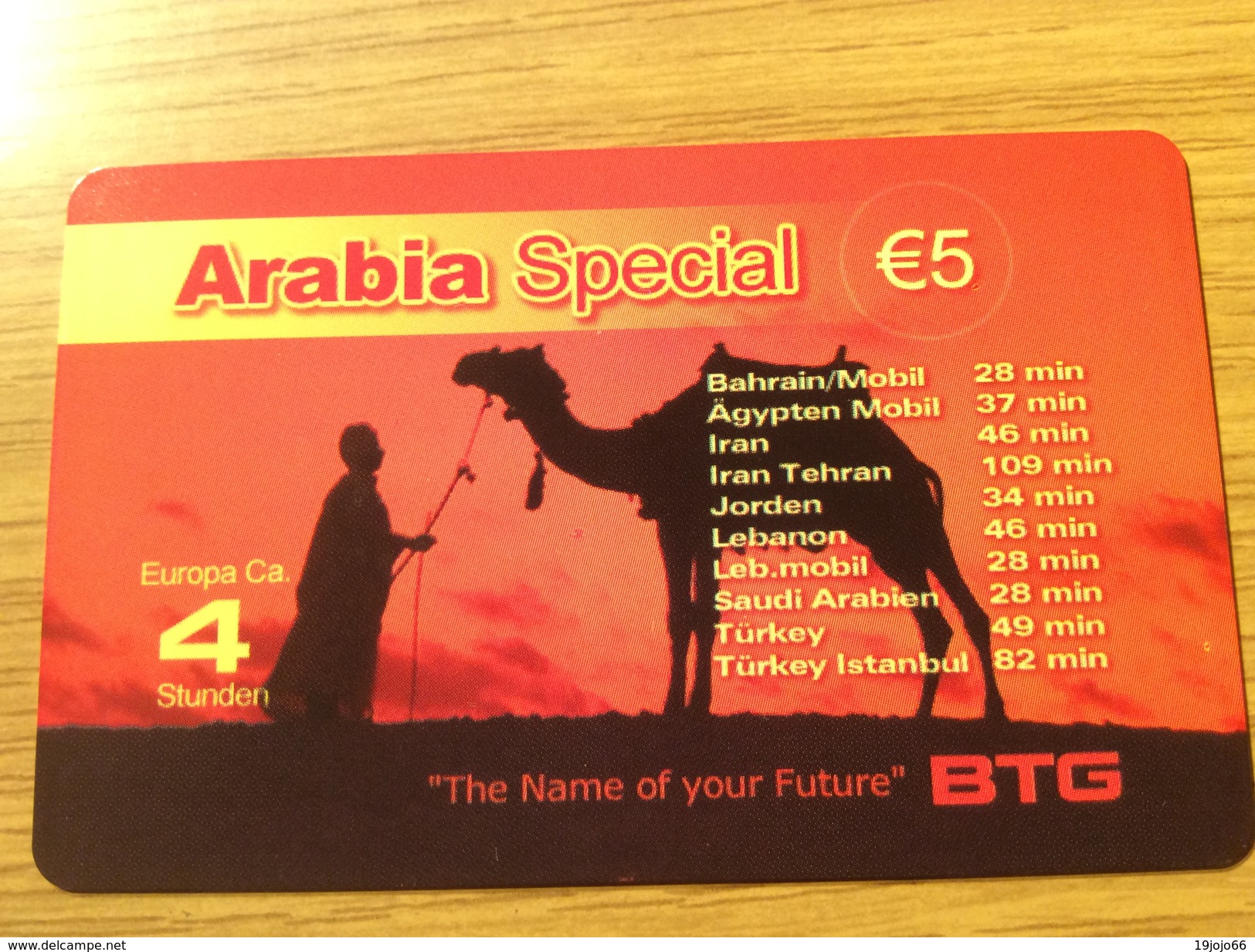 Arabia Special 5&euro; - Camel / Animal - BTG Company   - Little Printed  -   Used Condition - GSM, Cartes Prepayées & Recharges