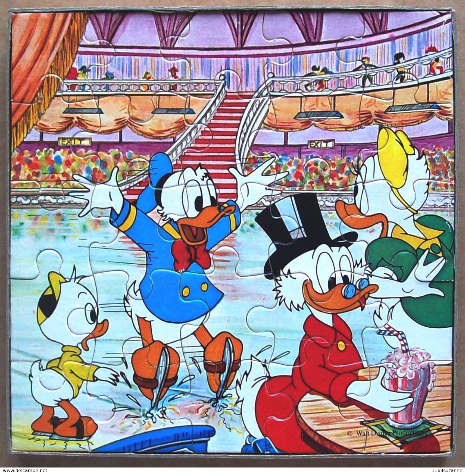 Ancien PUZZLE EN BOIS Walt Disney : Donald S'en Va Patiner (Ed. Hope, 25 Pièces, Made In England) - Puzzles