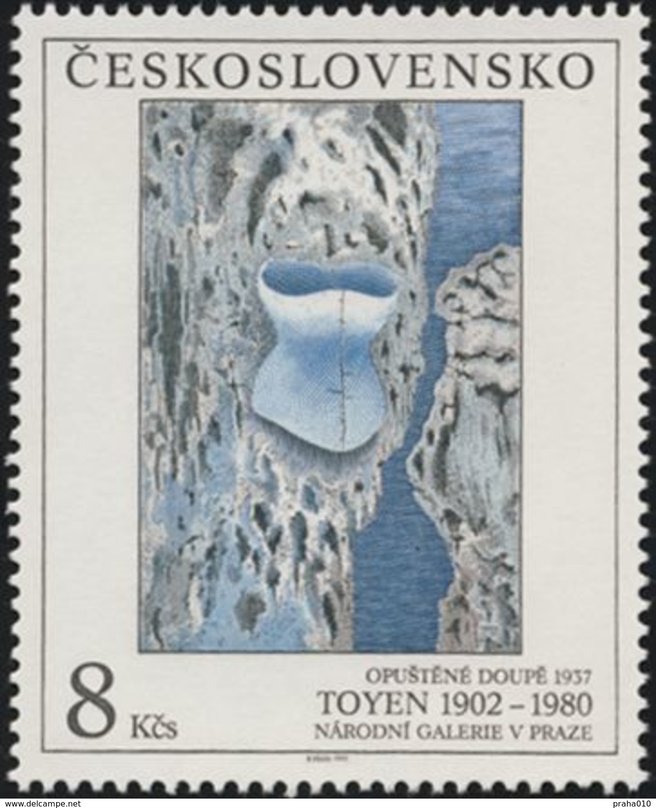 Czechoslovakia / Stamps (1992) 3027: Toyen (1902-1980) "Abandoned Lair" (1937); National Gallery Prague - Musées