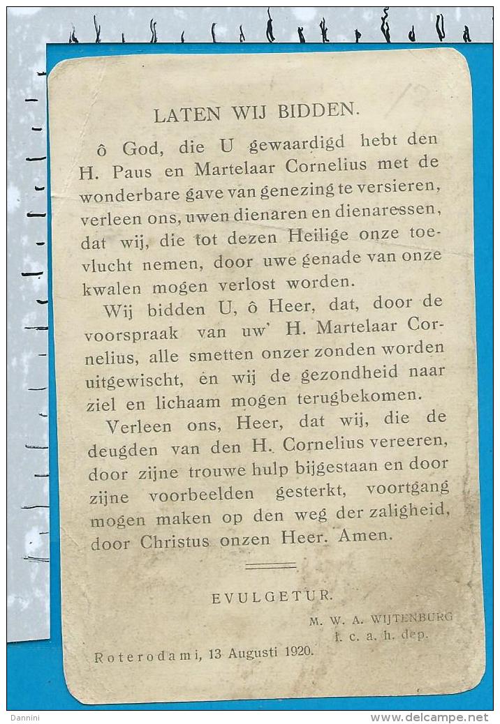 Holycard    St.Cornelius   Wijtenburg    Rotterdam - Devotieprenten