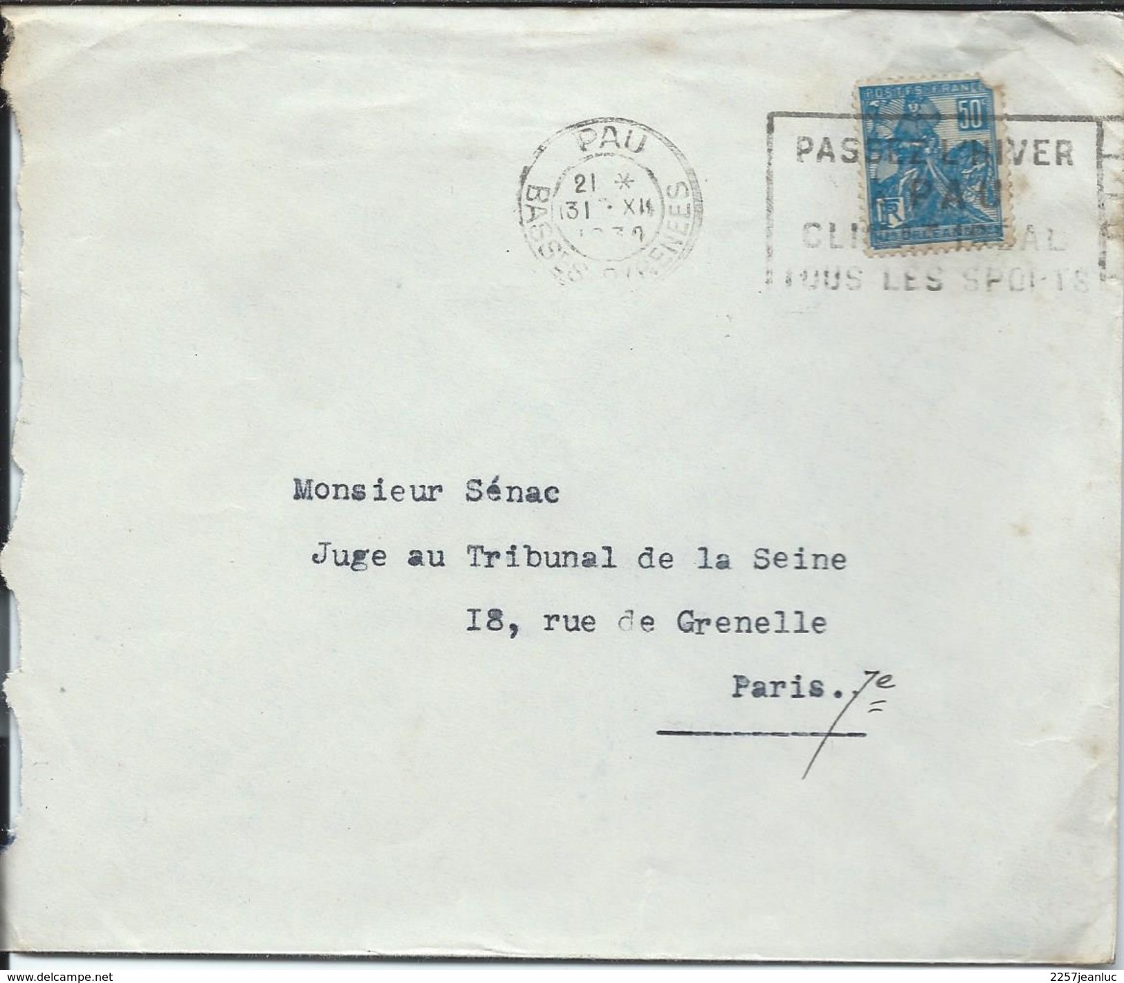 Lettre De Pau De  1934 Timbre Jeanne D' Arc - Other & Unclassified